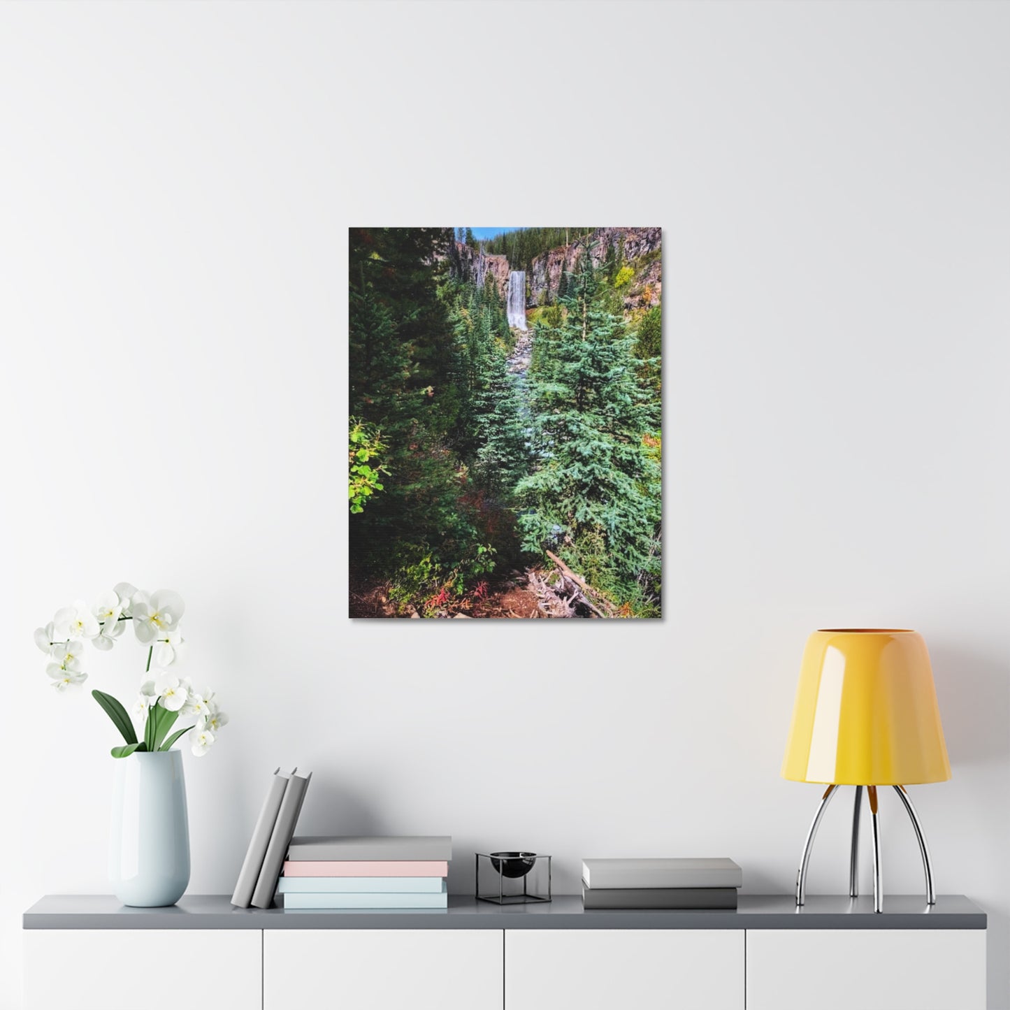 Bend Oregon Serene Nature Stretched Canvas - Tranquil Forest Waterfall Wall Art