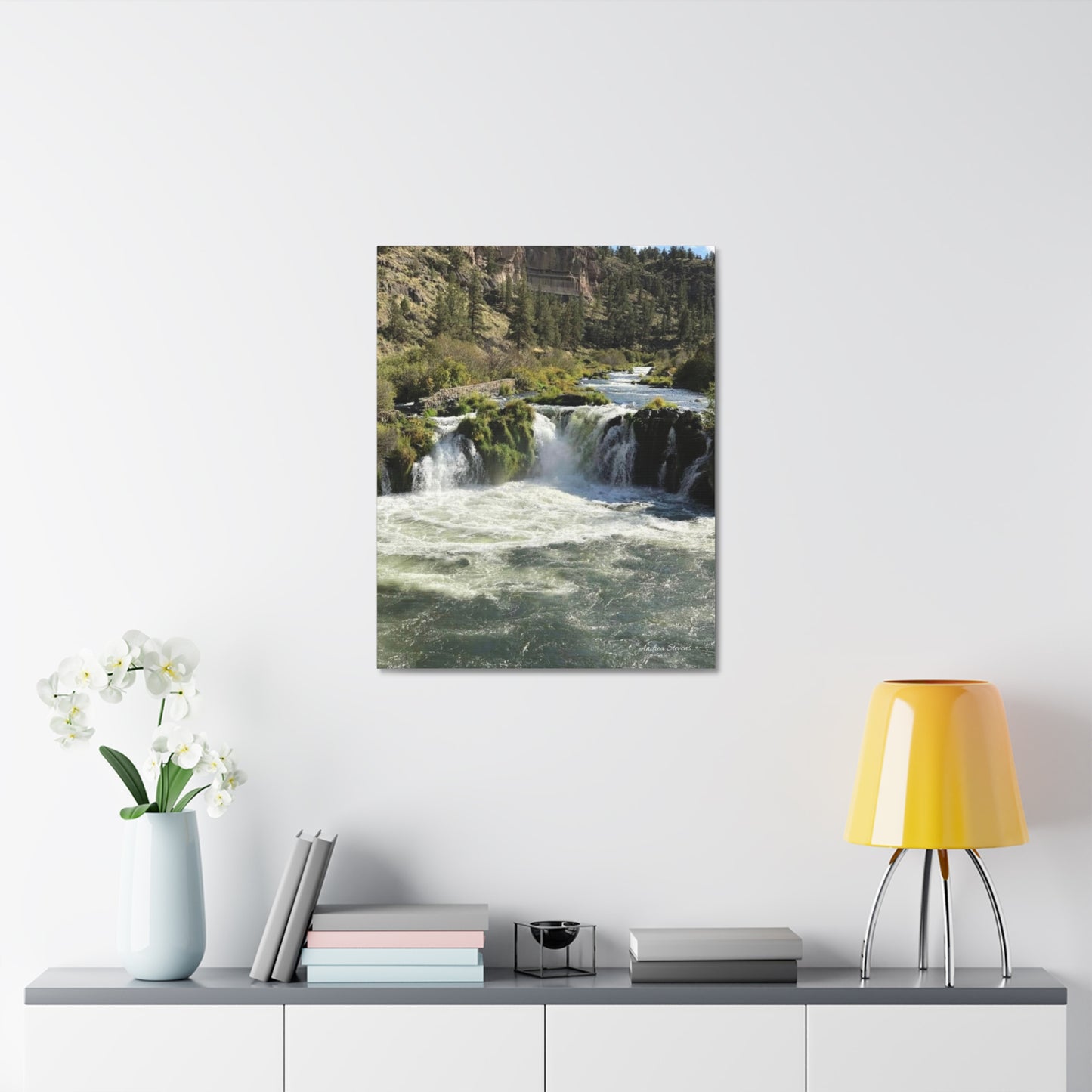 Steelhead falls trail in Terrebonne Oregon Serene Waterfall Stretched Canvas Art - Relaxing Nature Decor for Home