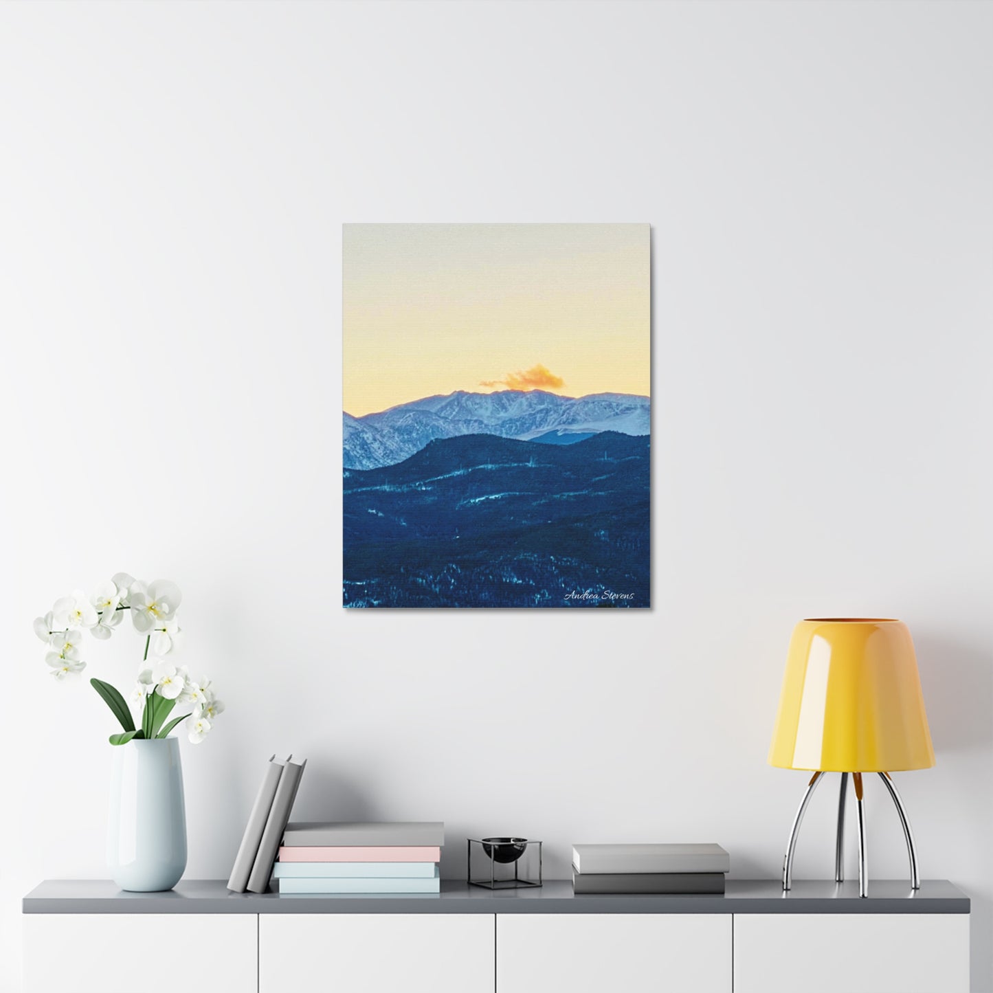 Colorado Mountain Sunset Stretched Canvas Print - Serene Wall Art for Nature Lovers By Andrea Stevens