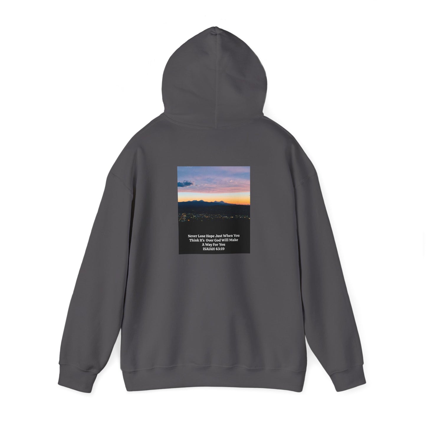 Pilot Butte Mountain Range Sunset in Bend Oregon Inspirational Quote Hooded Sweatshirt - Cozy Unisex Heavy Blend™by Andrea Stevens