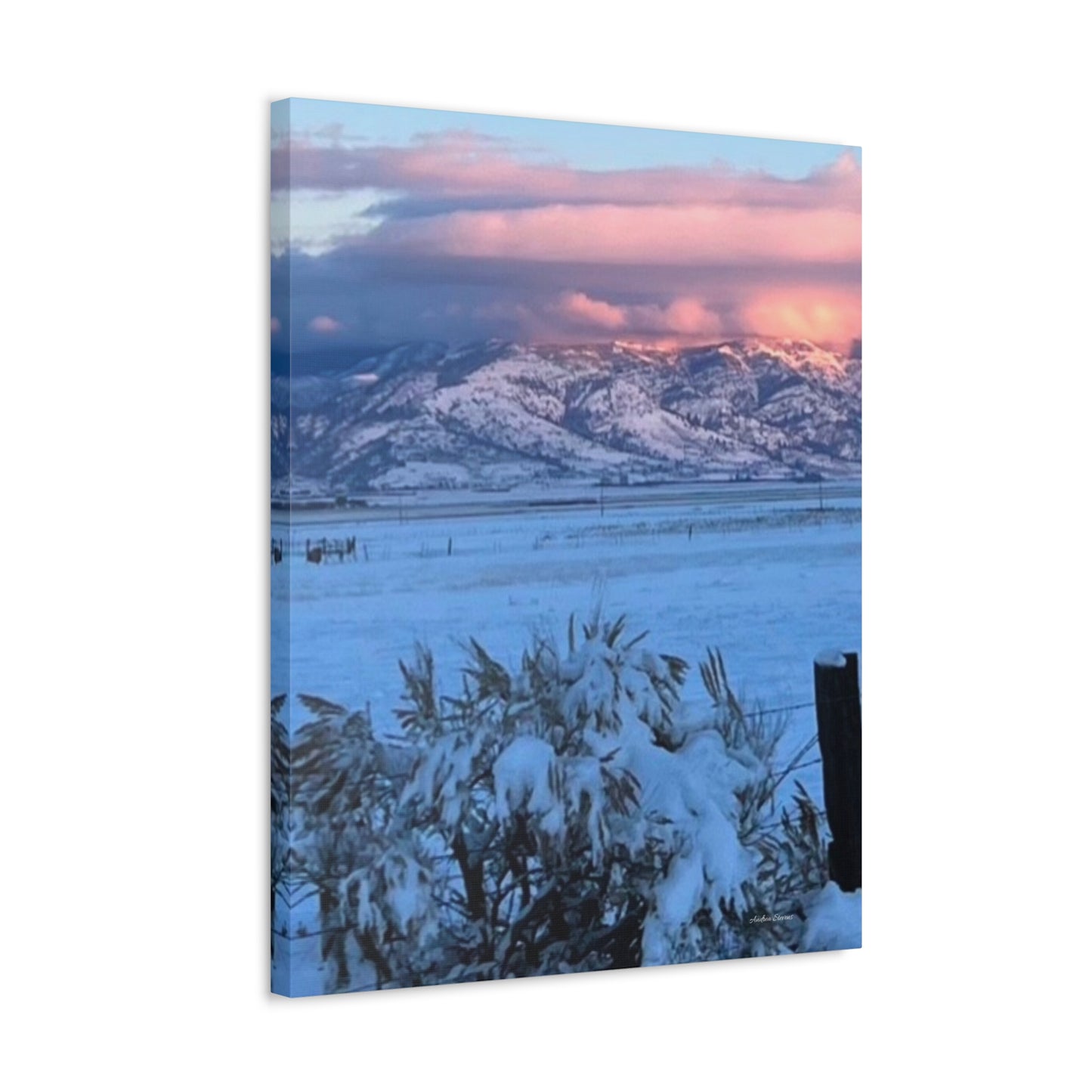 Lakeview Oregon Winter Landscape Stretched Canvas Art - Scenic Mountain Wall Decor by Andrea Stevens
