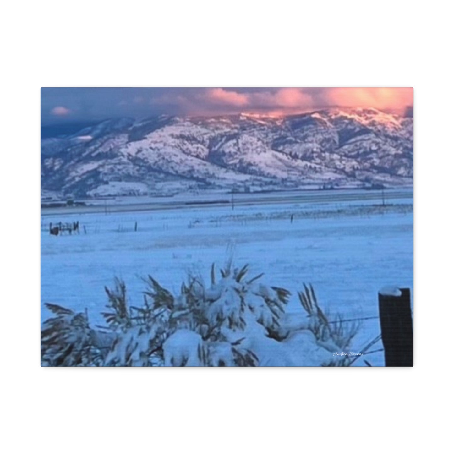 Lakeview Oregon Winter Landscape Stretched Canvas Art - Scenic Mountain Wall Decor by Andrea Stevens