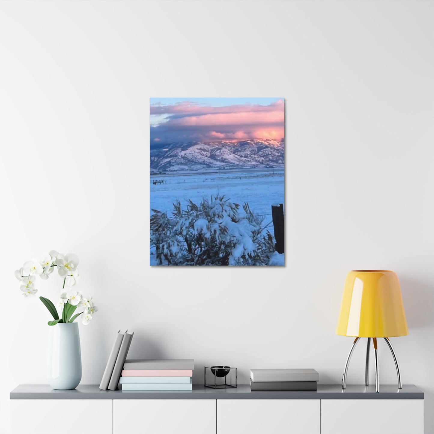 Lakeview Oregon Winter Landscape Stretched Canvas Art - Scenic Mountain Wall Decor by Andrea Stevens