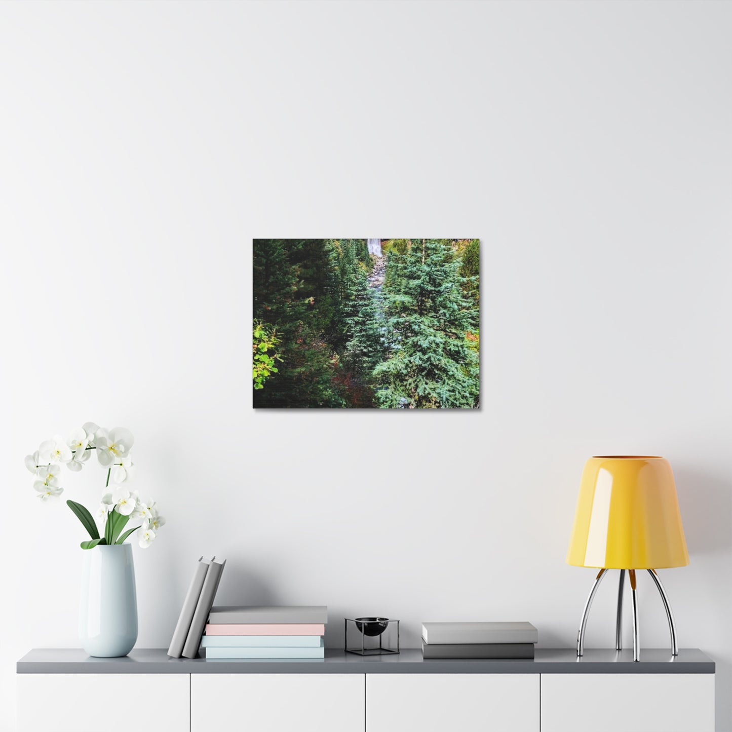 Bend Oregon Serene Nature Stretched Canvas - Tranquil Forest Waterfall Wall Art