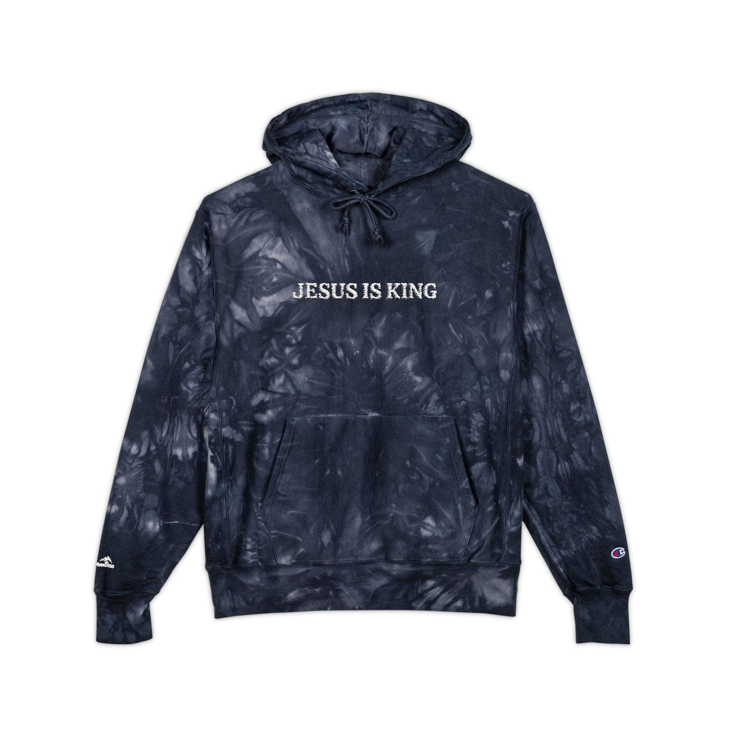 Unisex Tie-Dye Hoodie with 'Jesus is King' Embroidery, Cozy Apparel, Religious Fashion, Gift for Him/Her, Casual Wear
