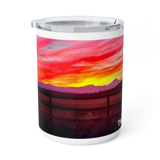 Sunset Scene Insulated Coffee Mug – 10oz Travel Mug for Nature Lovers