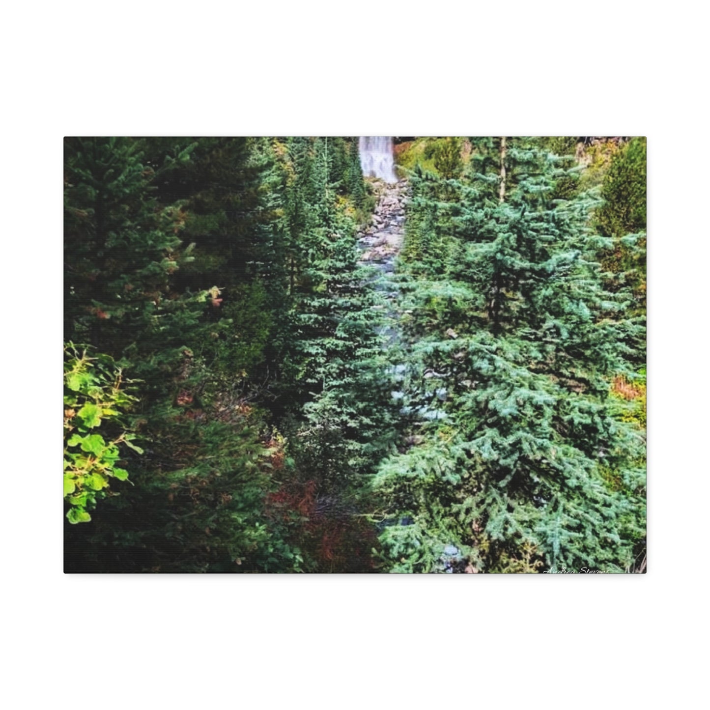 Bend Oregon Serene Nature Stretched Canvas - Tranquil Forest Waterfall Wall Art
