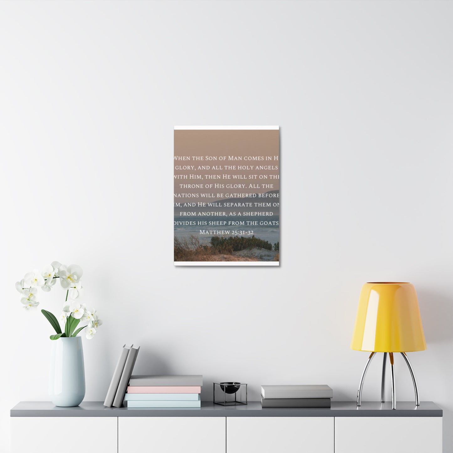 Inspirational Wall Art Canvas, Matthew 25:31-32 Quote, Home Decor, Christian Gift, Modern Faith Art, Religious Inspiration