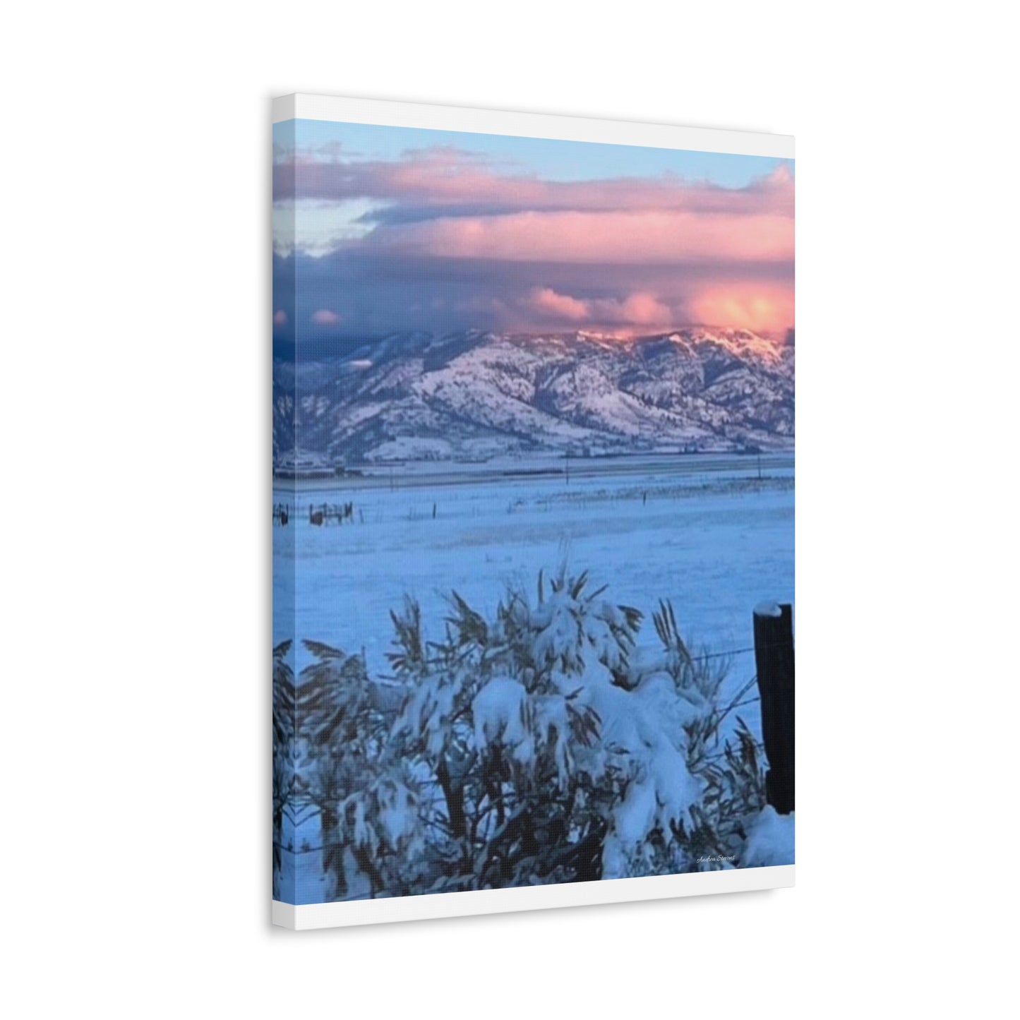 Lakeview Oregon Winter Landscape Stretched Canvas Art - Scenic Mountain Wall Decor by Andrea Stevens
