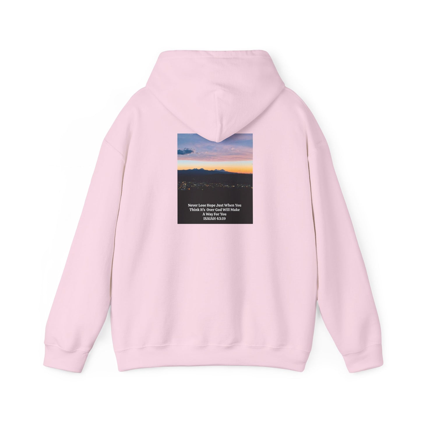 Pilot Butte Mountain Range Sunset in Bend Oregon Inspirational Quote Hooded Sweatshirt - Cozy Unisex Heavy Blend™by Andrea Stevens