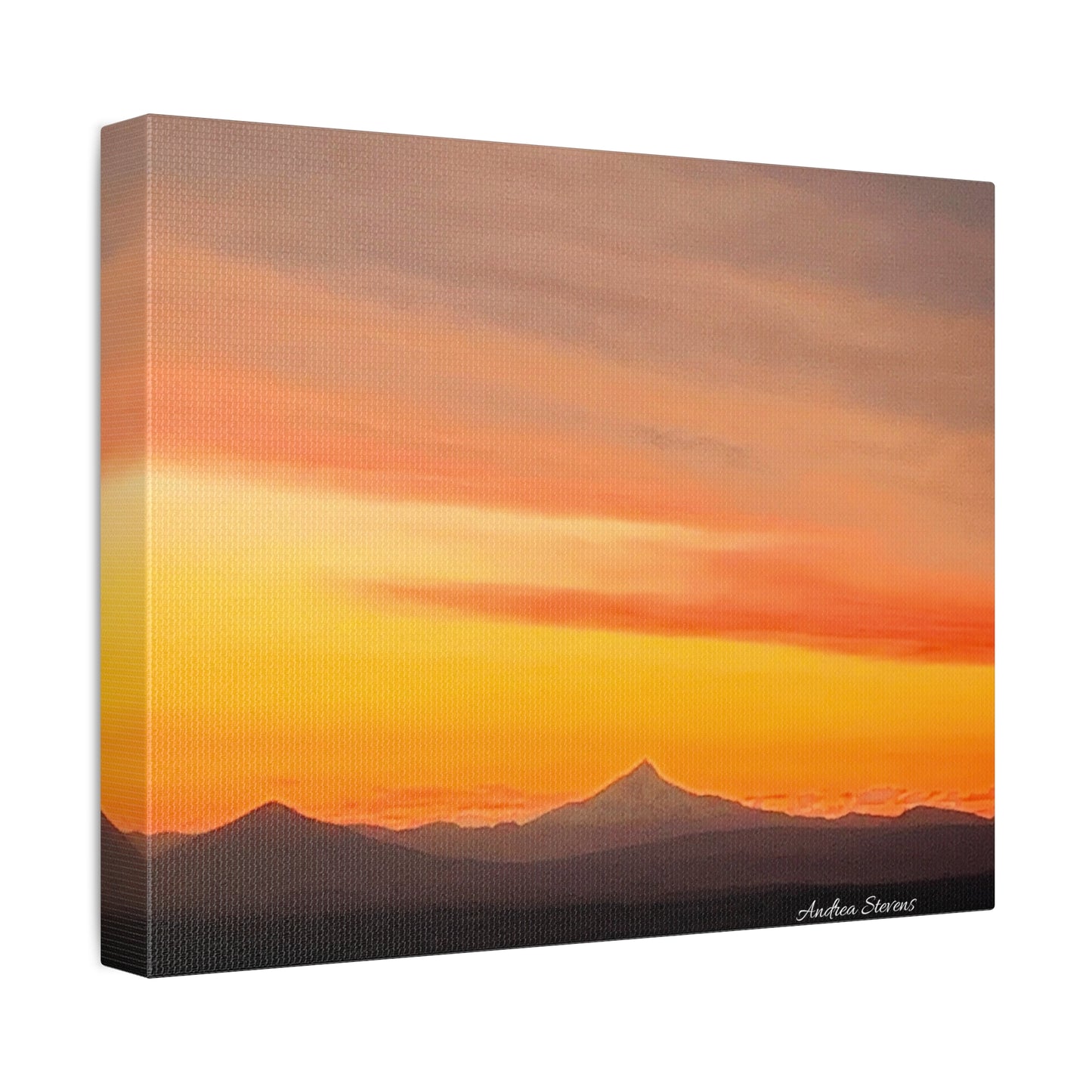 Bend Oregon Stretched Canvas Wall Art - Serene Mountain Sunset Decor