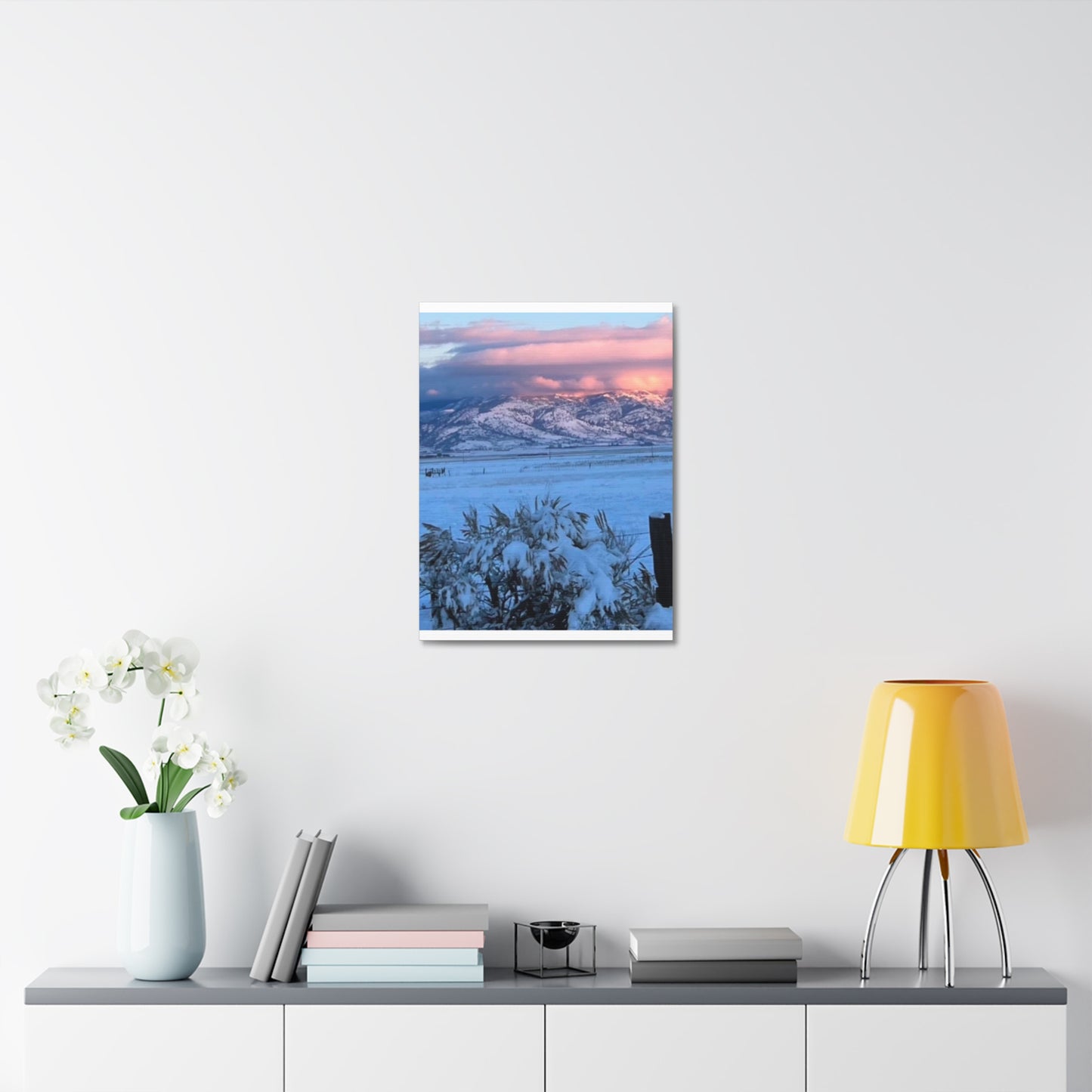 Lakeview Oregon Winter Landscape Stretched Canvas Art - Scenic Mountain Wall Decor by Andrea Stevens
