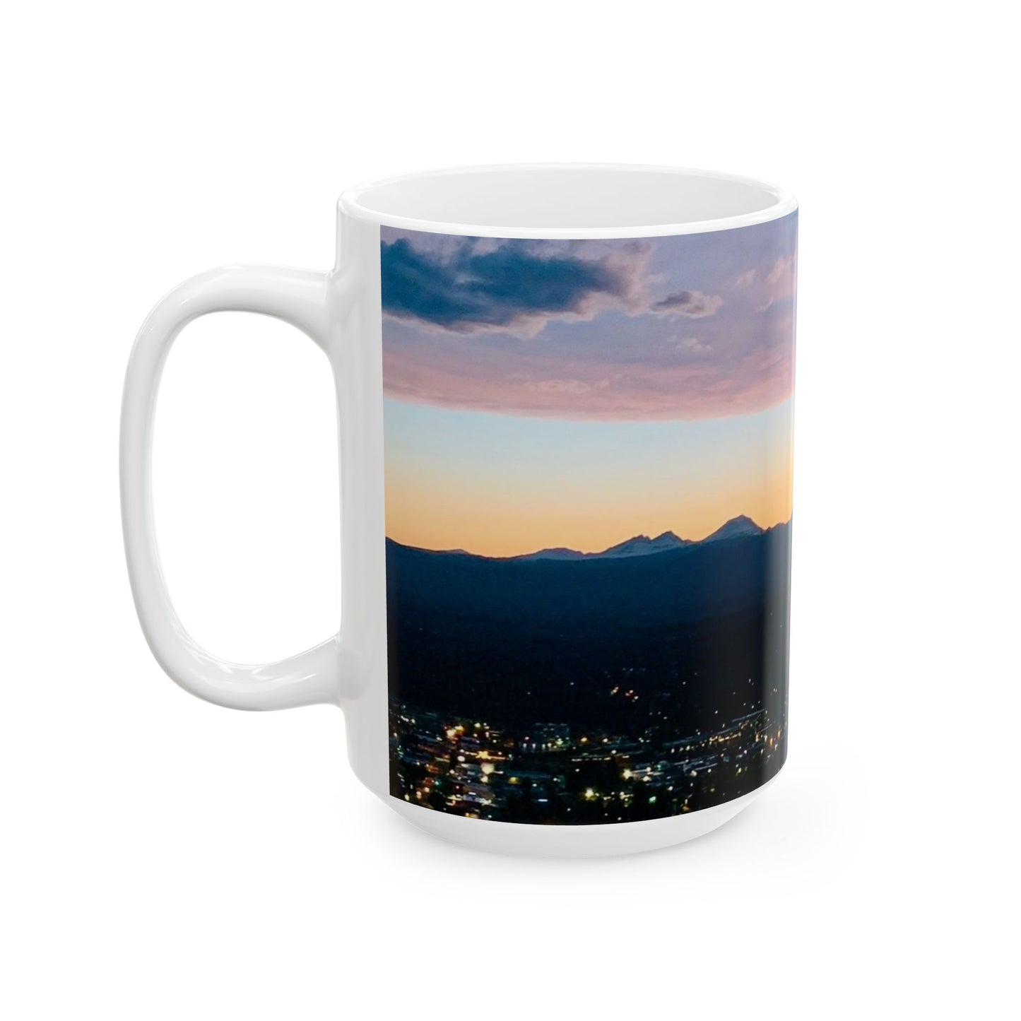 Bend Oregon, Pilot Butte Serene Mountain View Ceramic Mug - Perfect for Coffee Lovers and Nature Enthusiasts by Andrea Stevens