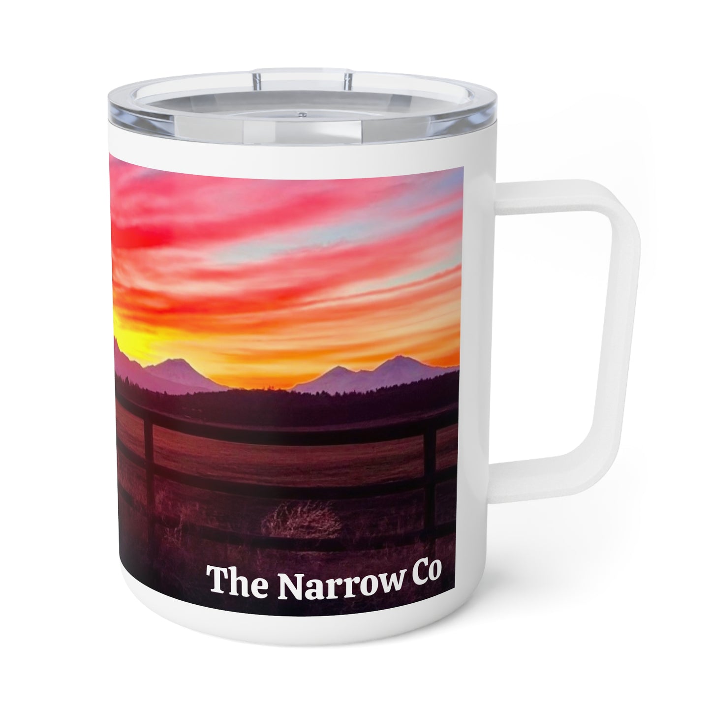 Sunset Scene Insulated Coffee Mug – 10oz Travel Mug for Nature Lovers