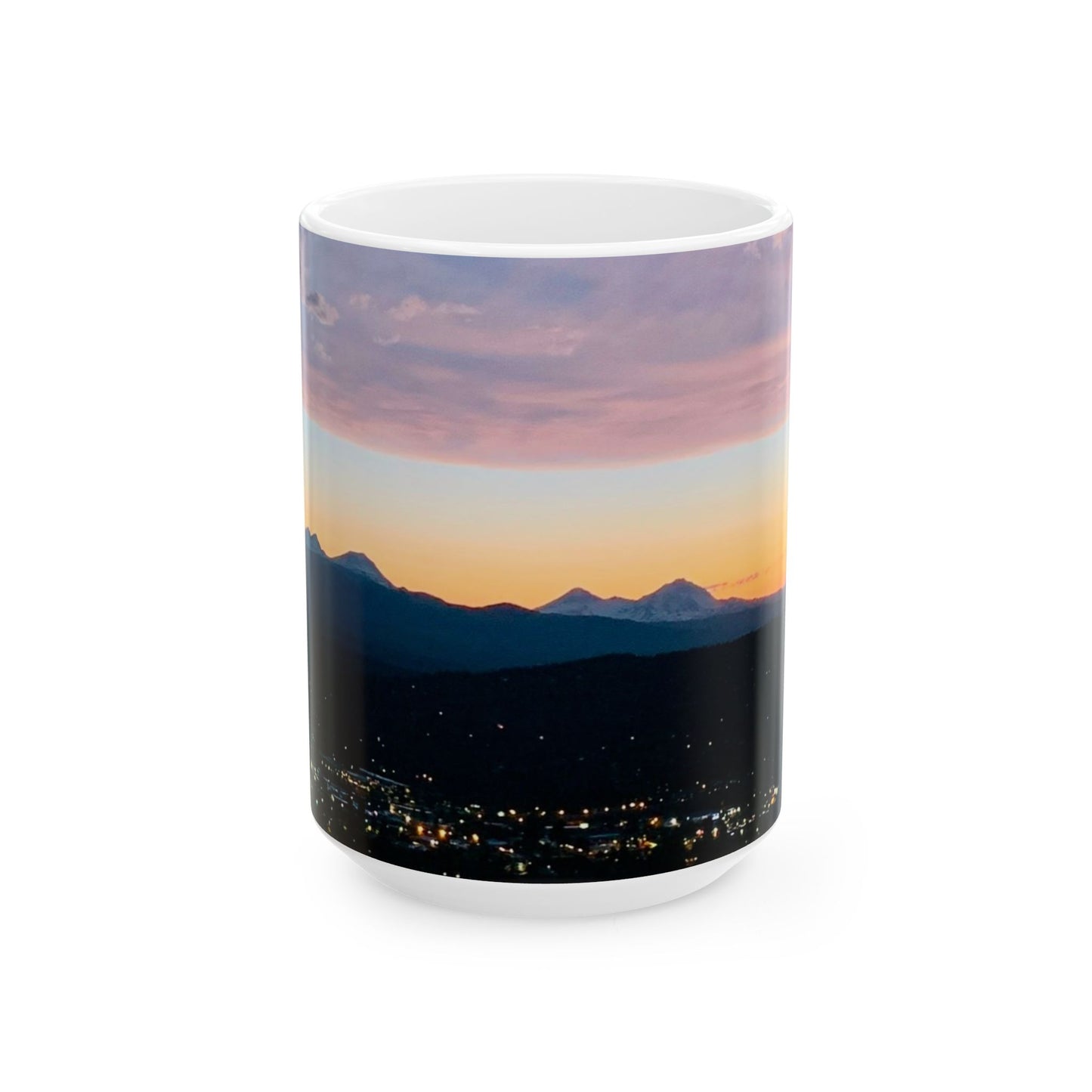Bend Oregon, Pilot Butte Serene Mountain View Ceramic Mug - Perfect for Coffee Lovers and Nature Enthusiasts by Andrea Stevens