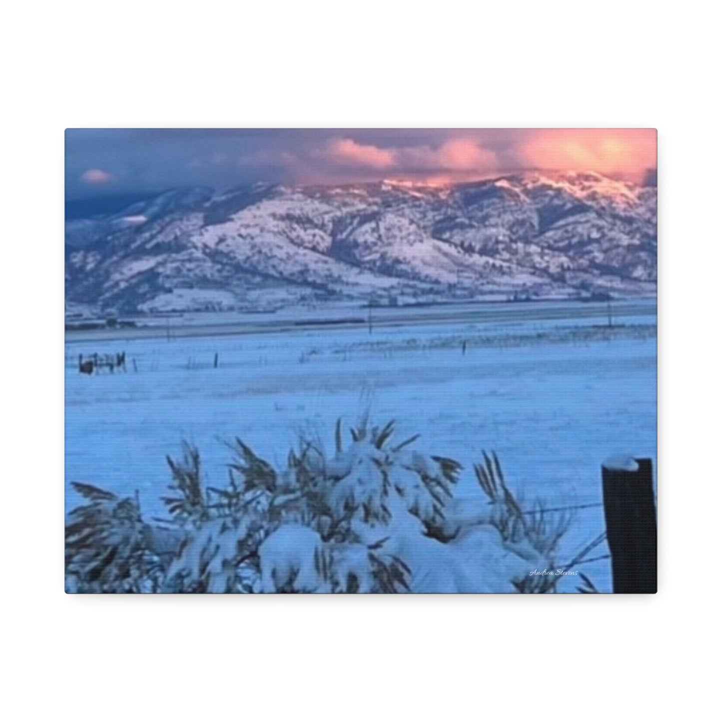Lakeview Oregon Winter Landscape Stretched Canvas Art - Scenic Mountain Wall Decor by Andrea Stevens