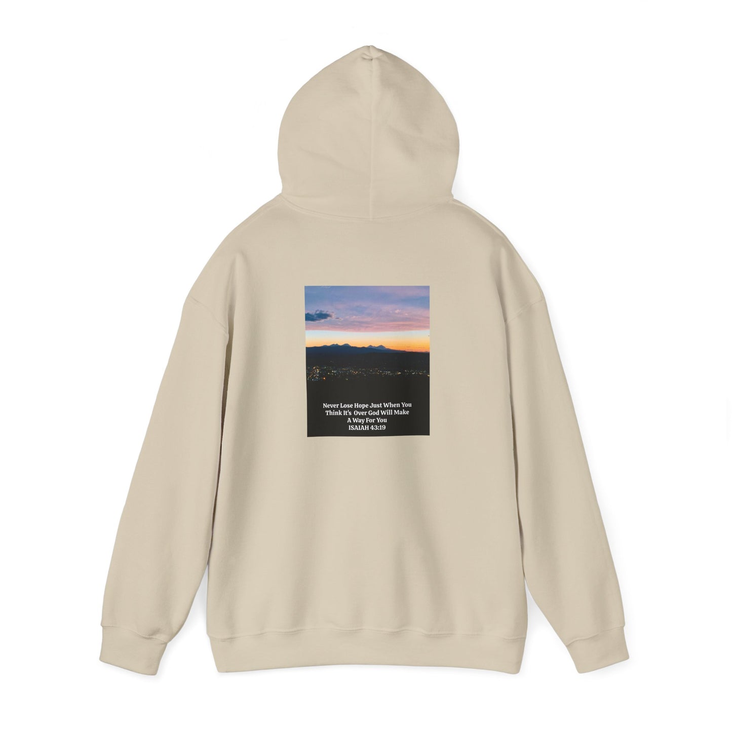 Pilot Butte Mountain Range Sunset in Bend Oregon Inspirational Quote Hooded Sweatshirt - Cozy Unisex Heavy Blend™by Andrea Stevens