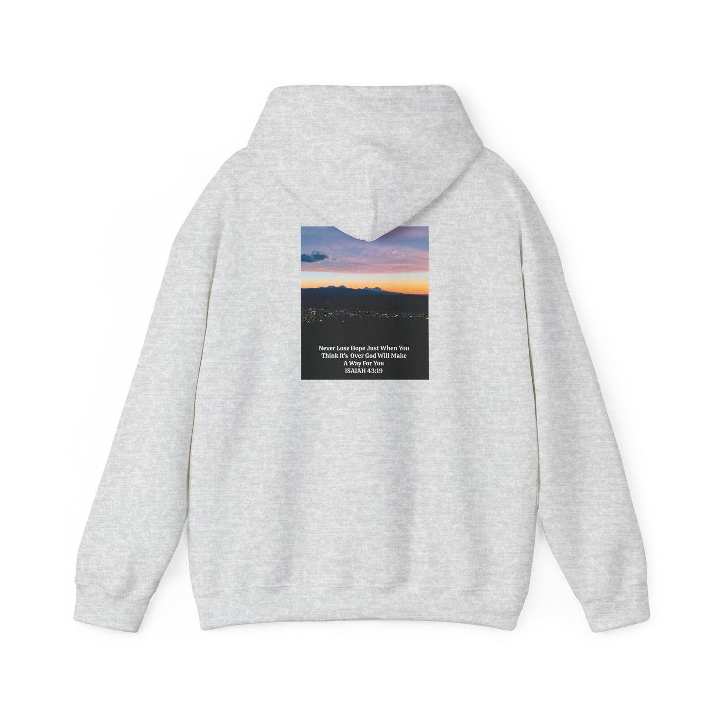 Pilot Butte Mountain Range Sunset in Bend Oregon Inspirational Quote Hooded Sweatshirt - Cozy Unisex Heavy Blend™by Andrea Stevens