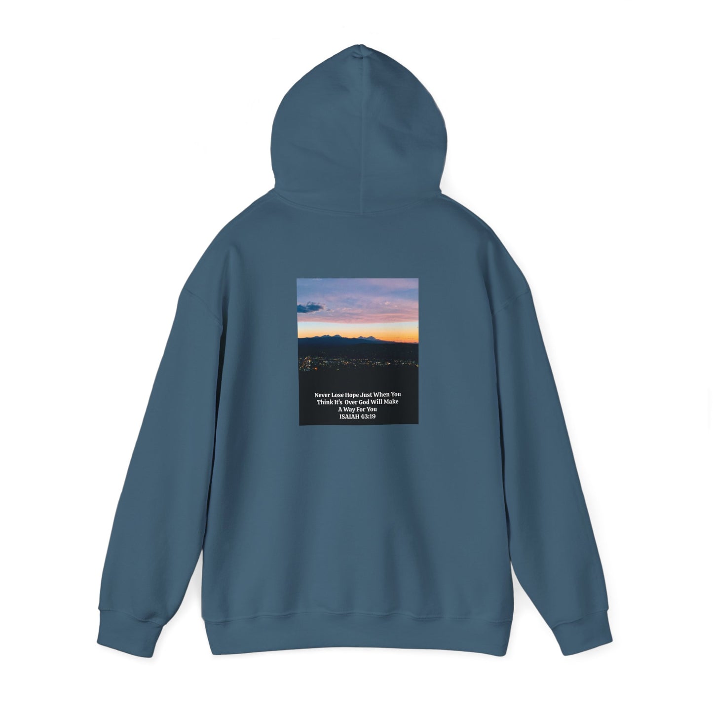 Pilot Butte Mountain Range Sunset in Bend Oregon Inspirational Quote Hooded Sweatshirt - Cozy Unisex Heavy Blend™by Andrea Stevens
