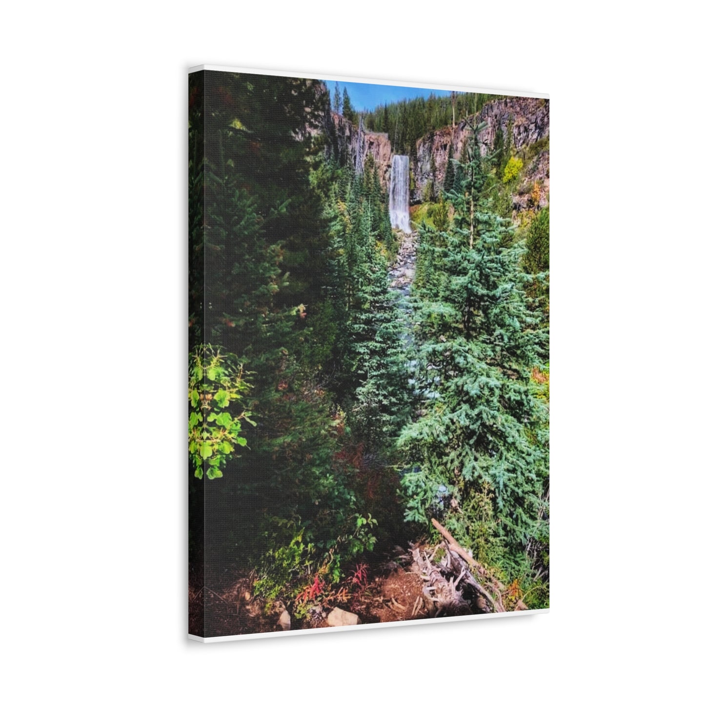 Bend Oregon Serene Nature Stretched Canvas - Tranquil Forest Waterfall Wall Art