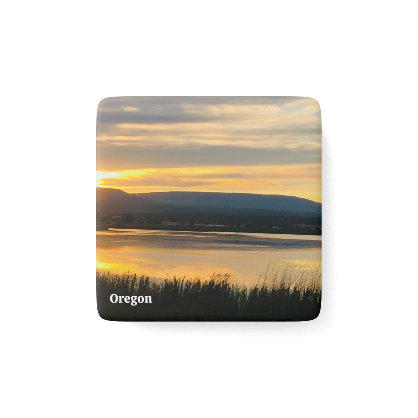 Oregon Nature Sunset Square Porcelain Magnet - Serene Home DecorBy Andrea Stevens