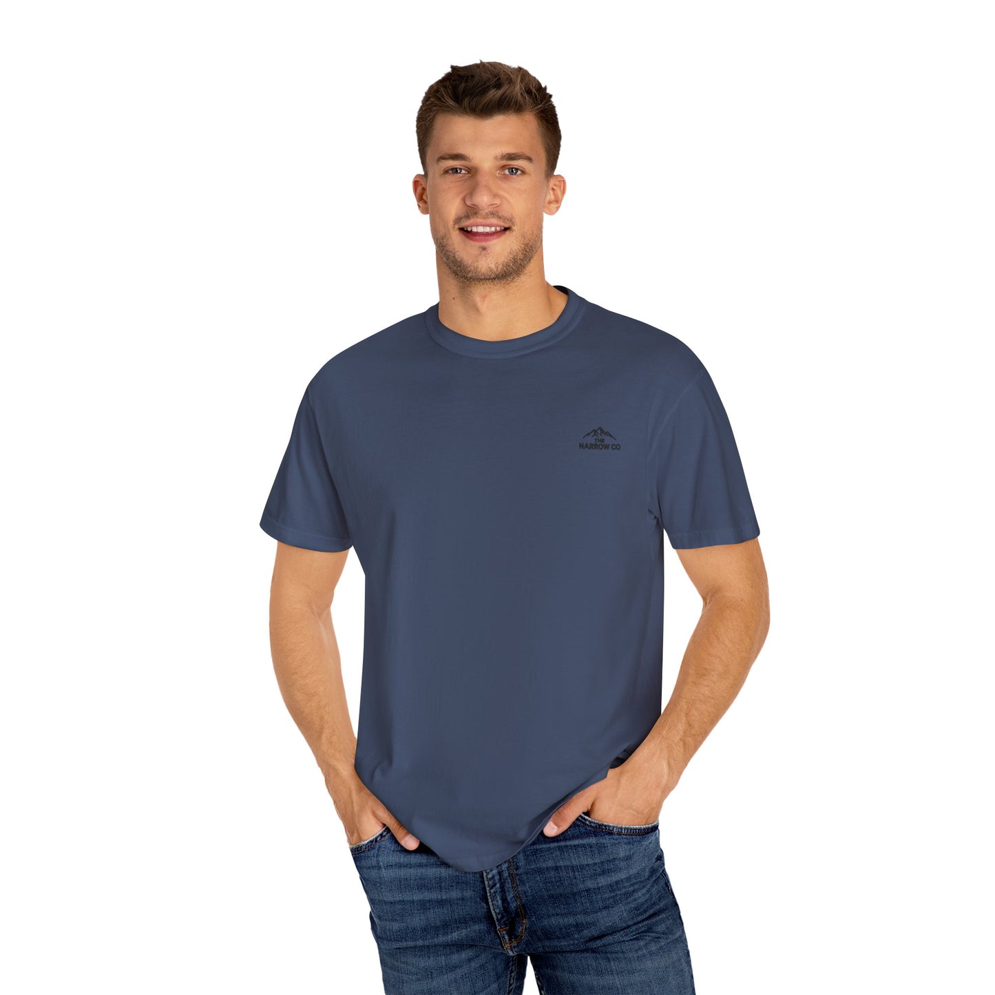 Bend Oregon Pilot Butte Unisex Garment-Dyed T-Shirt with Mountain Sunset Design - Casual Stylish Tee by Andrea Stevens