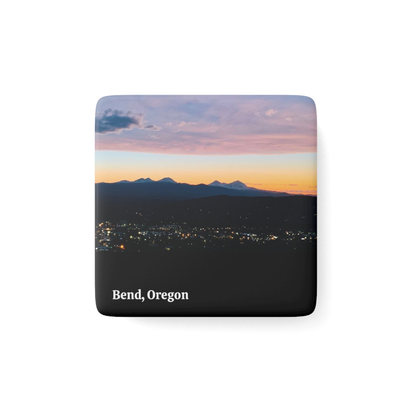 Bend Oregon Pilot Butte Mountain Landscape Porcelain Magnet - Scenic Nature Decor By Andrea Stevens