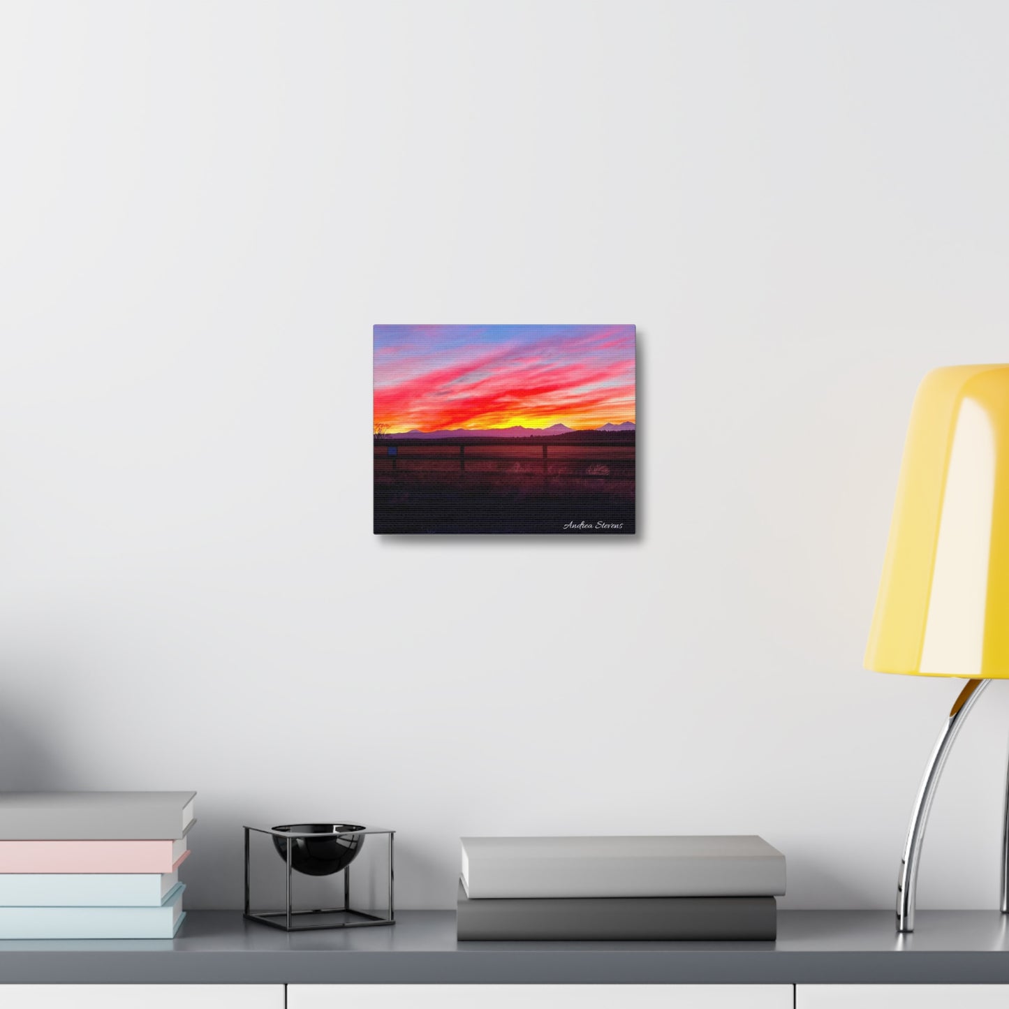 Bend Oregon Three Sisters Sunset Stretched Canvas Art Print - Vibrant Landscape Decor for Home By Andrea Stevens