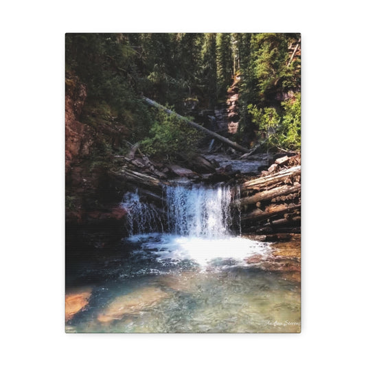 Colorado Tranquil Waterfall Canvas Art - Nature Wall Decor for Serenity and Relaxationby Andrea Stevens