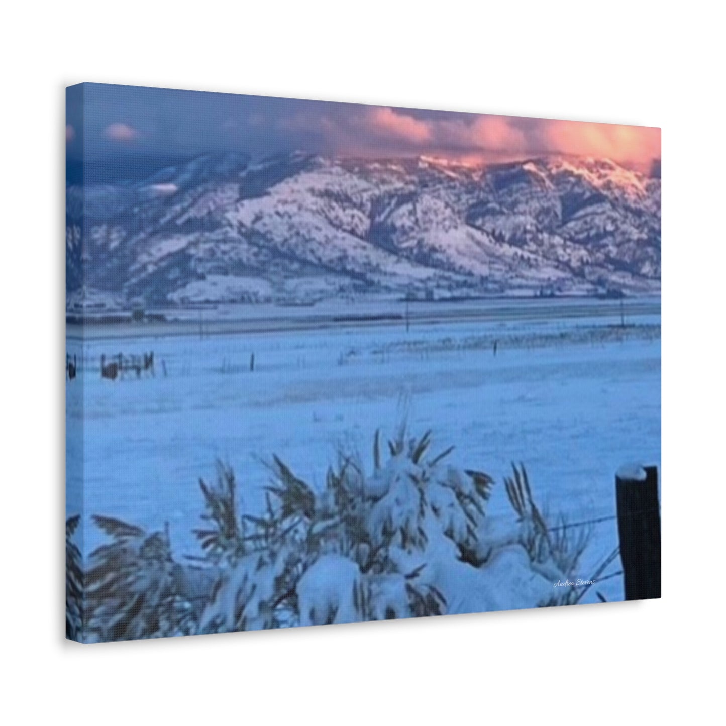 Lakeview Oregon Winter Landscape Stretched Canvas Art - Scenic Mountain Wall Decor by Andrea Stevens