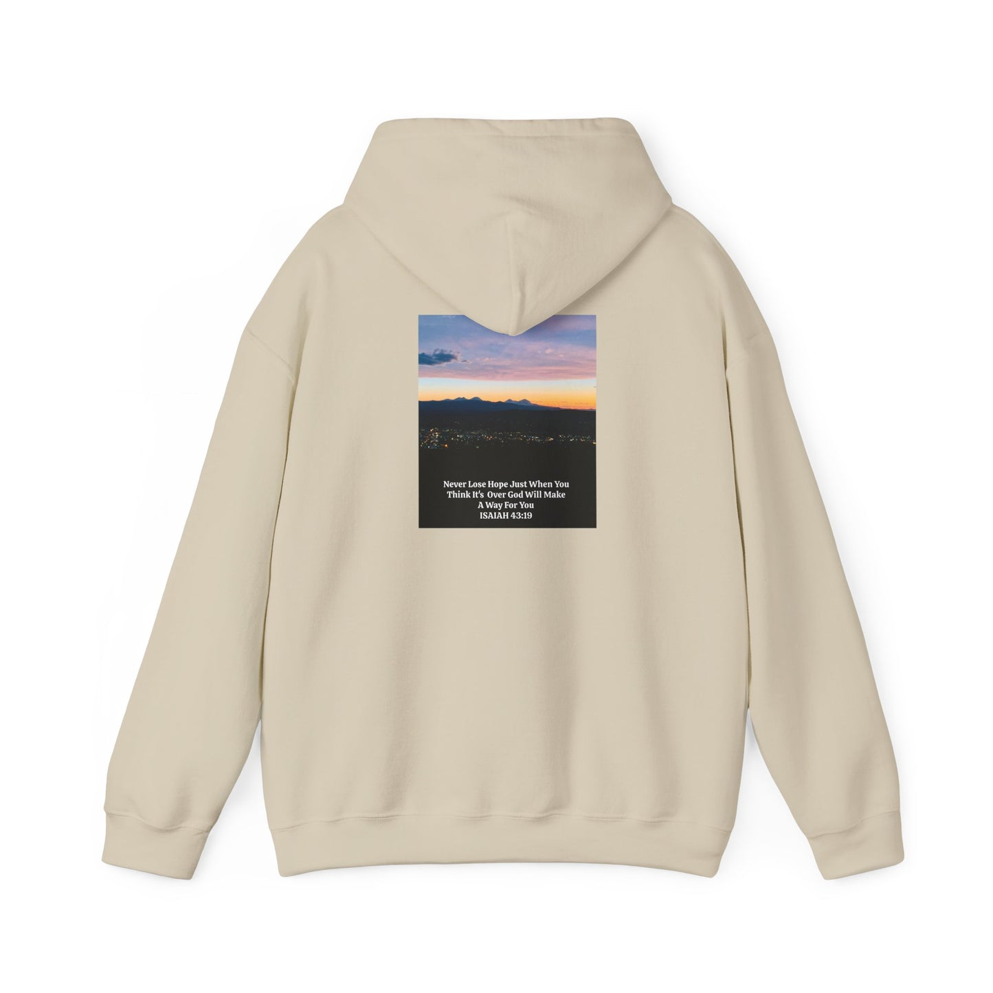 Pilot Butte Mountain Range Sunset in Bend Oregon Inspirational Quote Hooded Sweatshirt - Cozy Unisex Heavy Blend™by Andrea Stevens