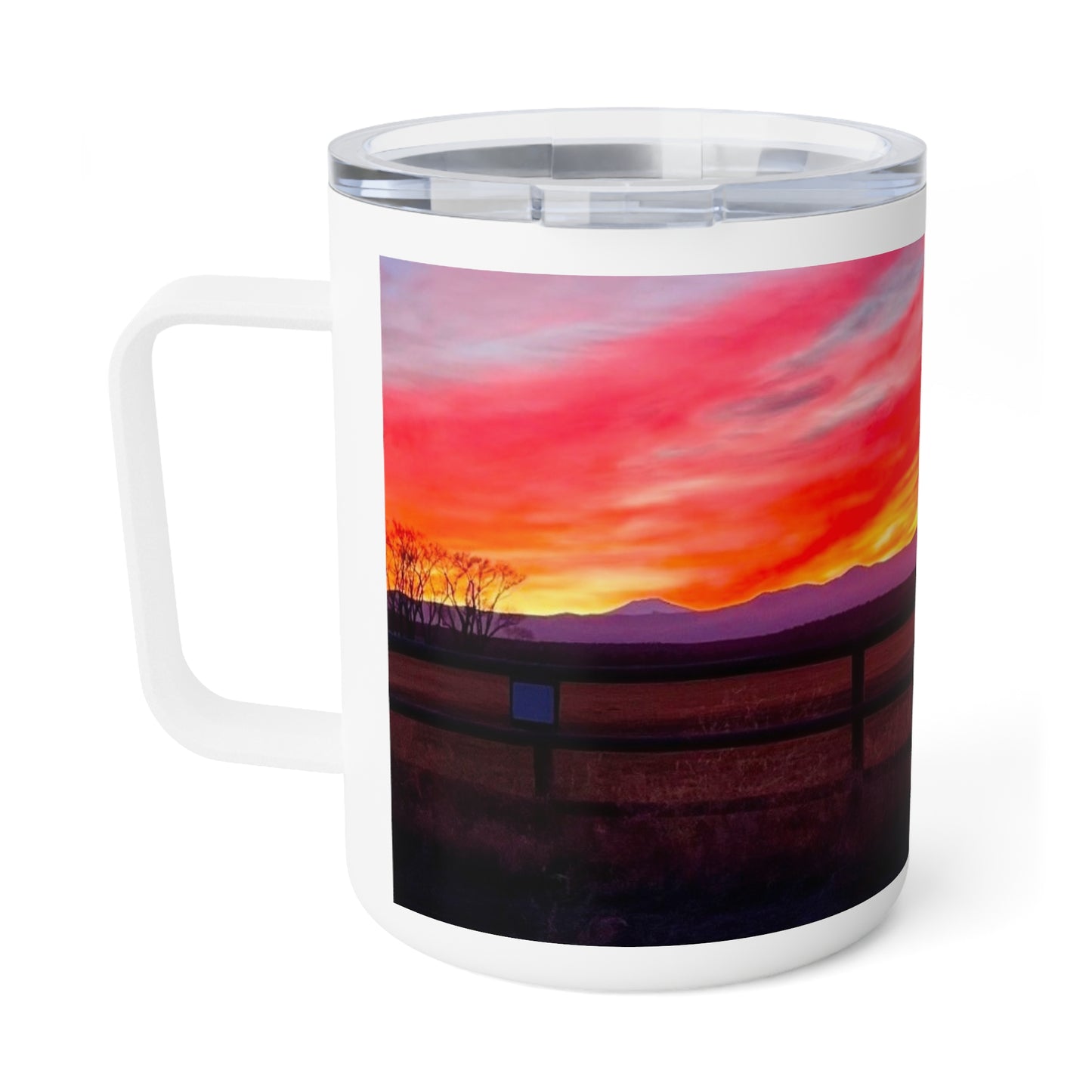 Sunset Scene Insulated Coffee Mug – 10oz Travel Mug for Nature Lovers