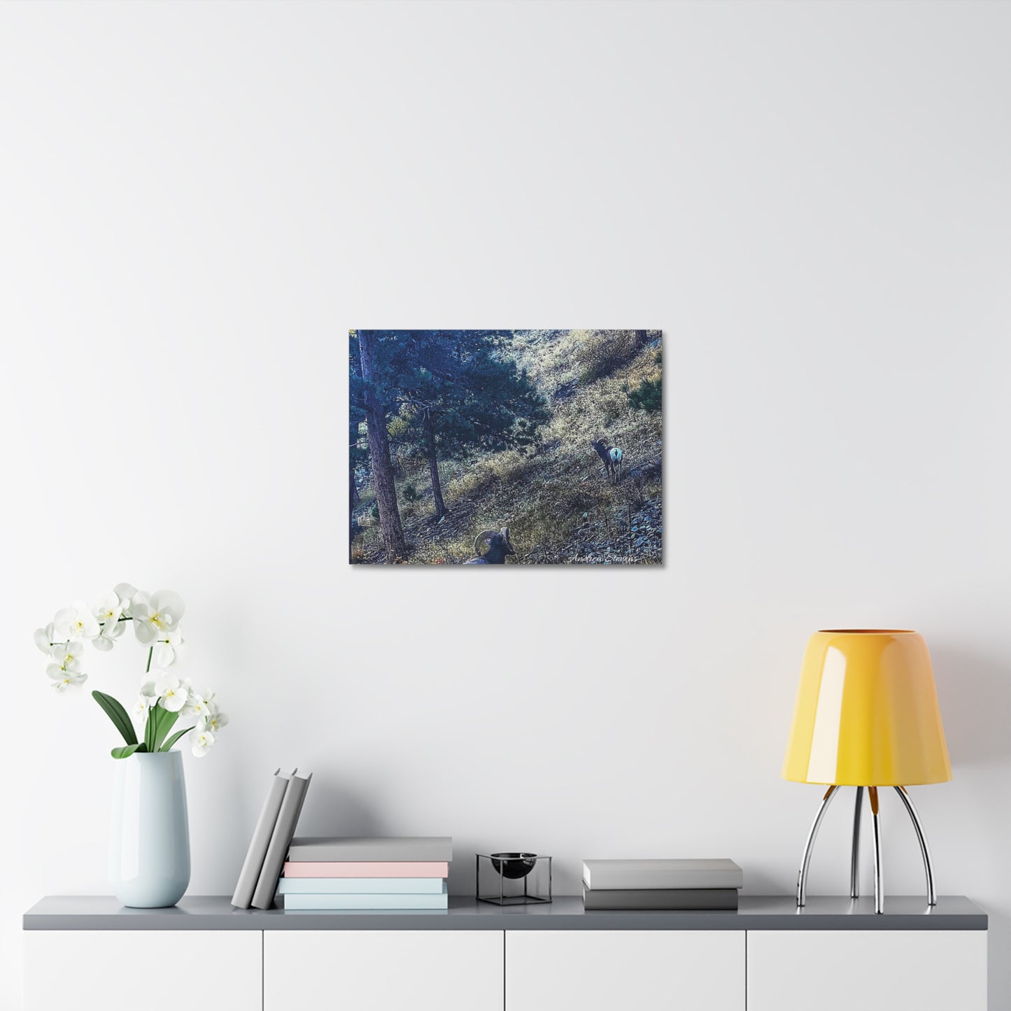 Colorado Nature-Inspired Stretched Canvas Art featuring Majestic Rams by Andrea Stevens