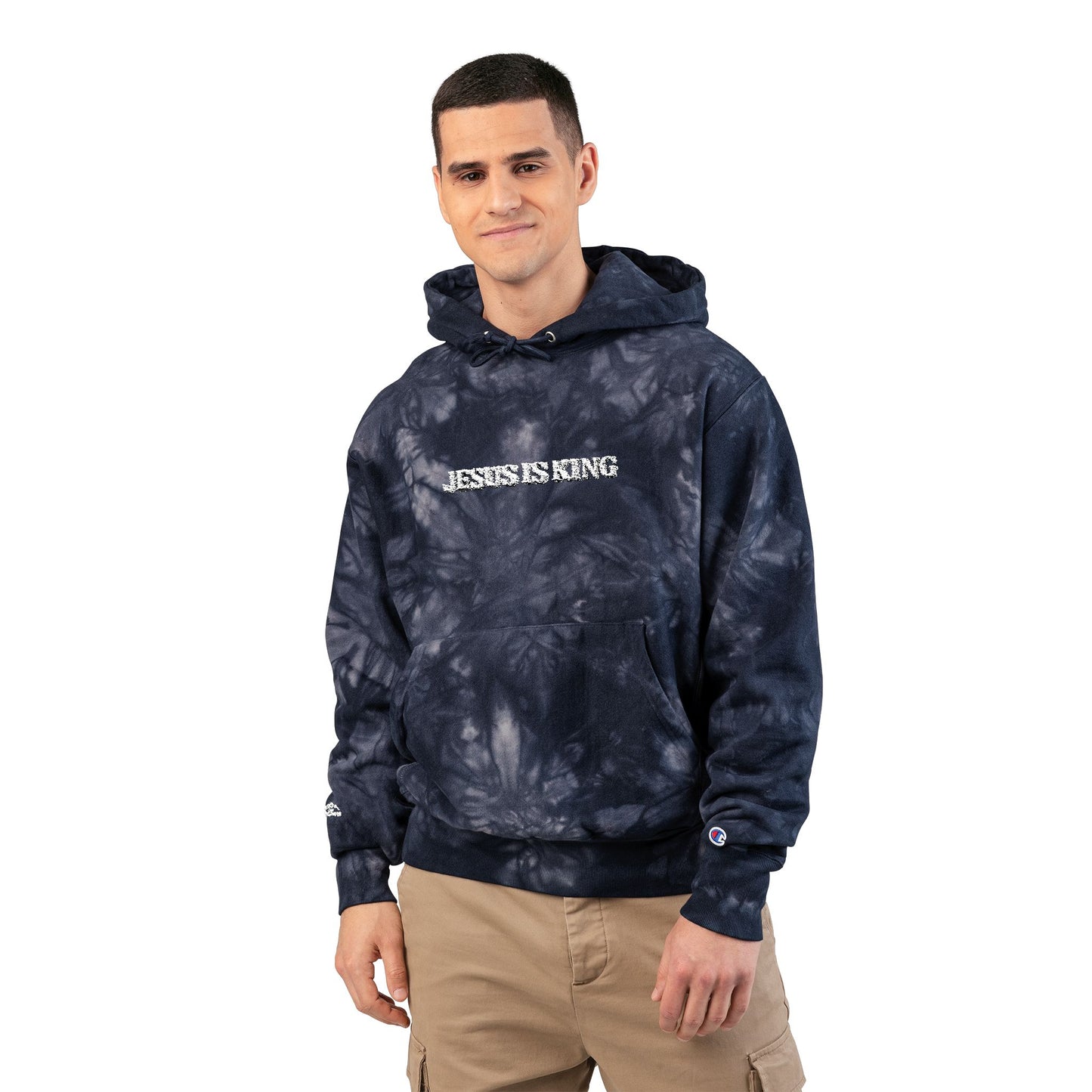 Unisex Tie-Dye Hoodie with 'Jesus is King' Embroidery, Cozy Apparel, Religious Fashion, Gift for Him/Her, Casual Wear