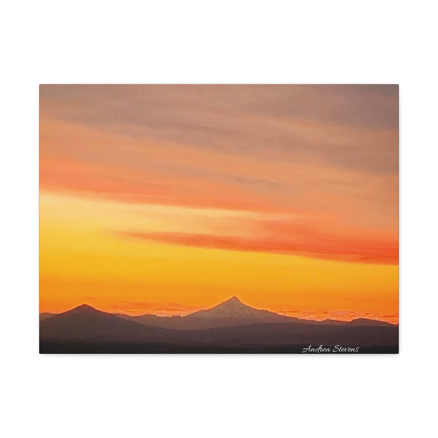 Bend Oregon Stretched Canvas Wall Art - Serene Mountain Sunset Decor
