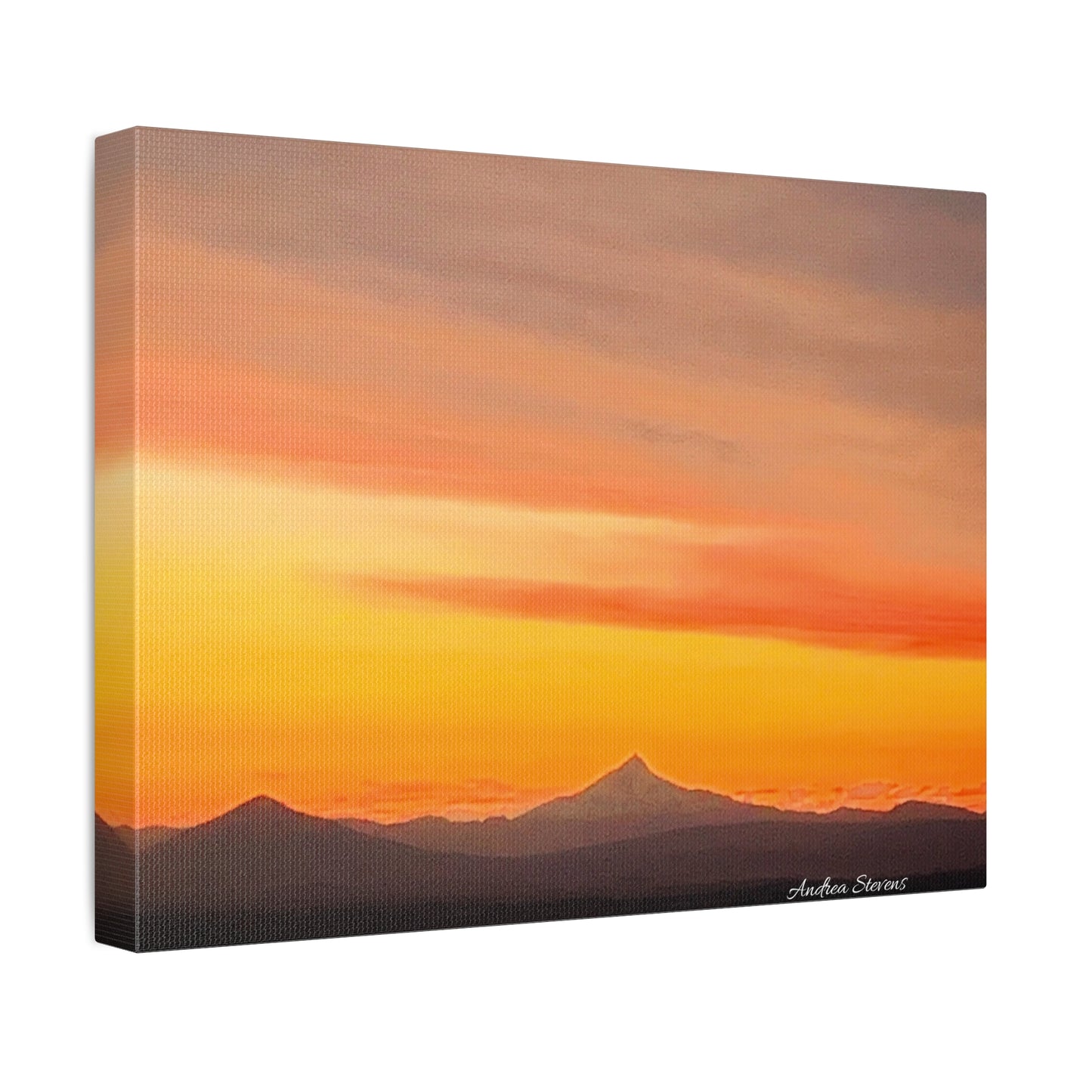 Bend Oregon Stretched Canvas Wall Art - Serene Mountain Sunset Decor