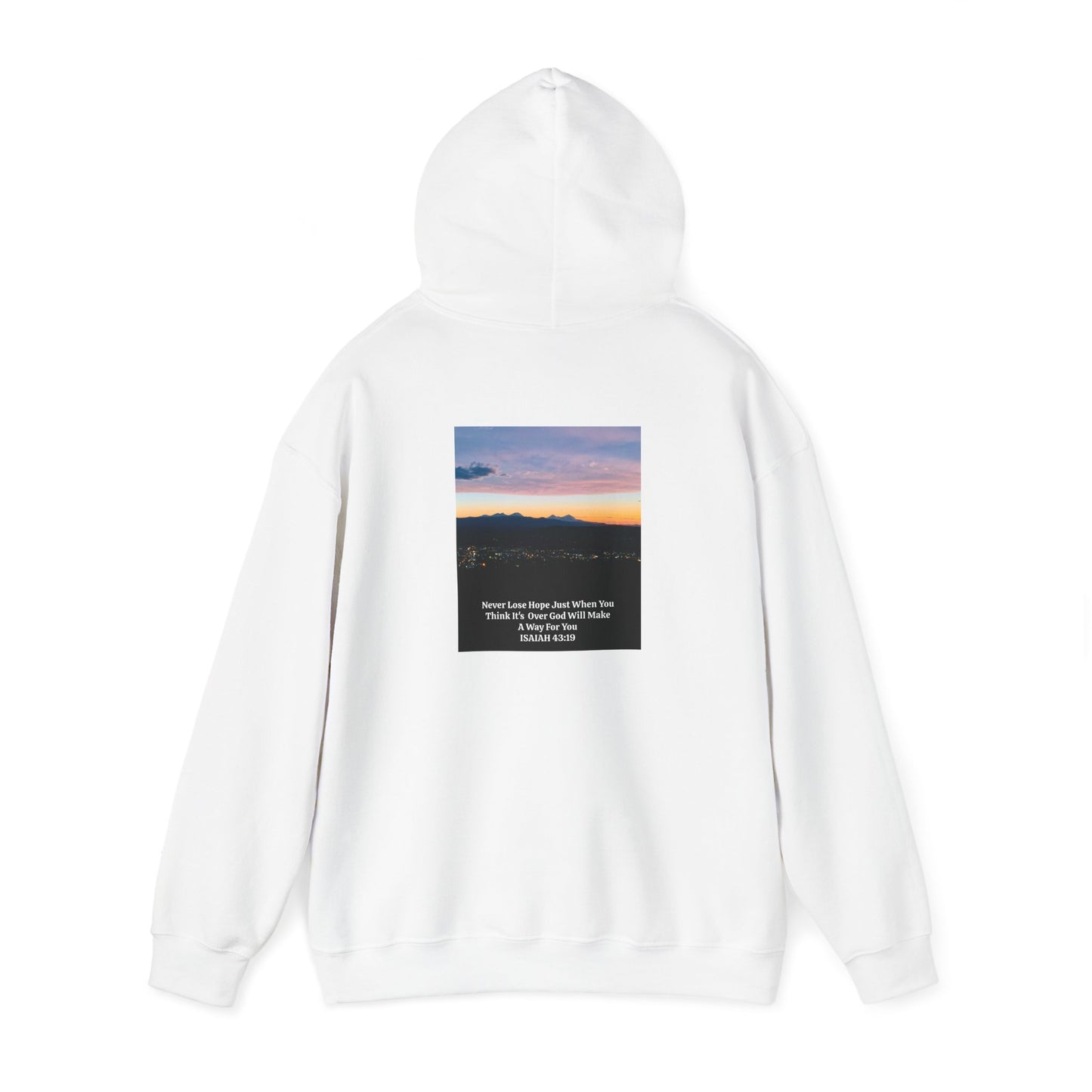 Pilot Butte Mountain Range Sunset in Bend Oregon Inspirational Quote Hooded Sweatshirt - Cozy Unisex Heavy Blend™by Andrea Stevens
