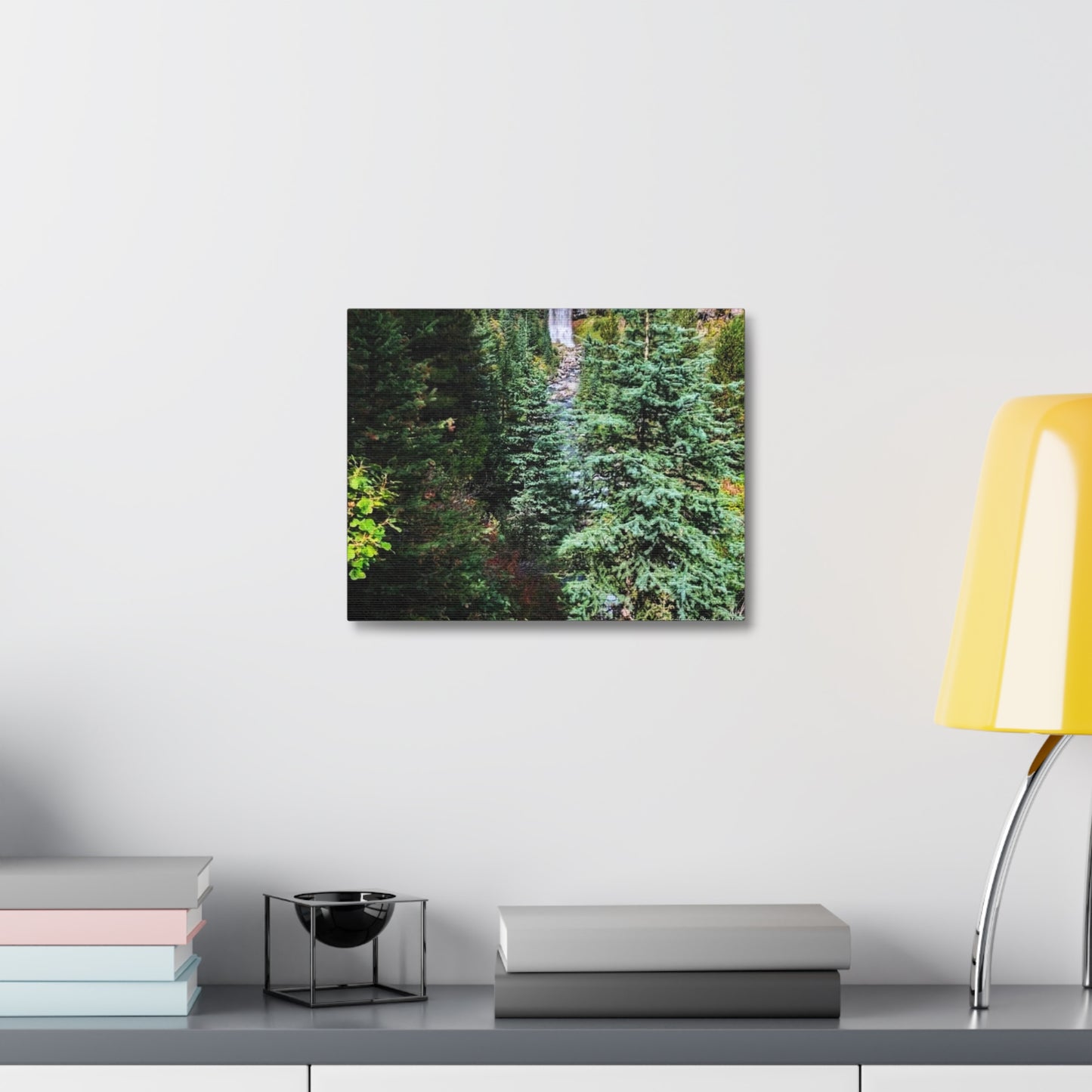 Bend Oregon Serene Nature Stretched Canvas - Tranquil Forest Waterfall Wall Art