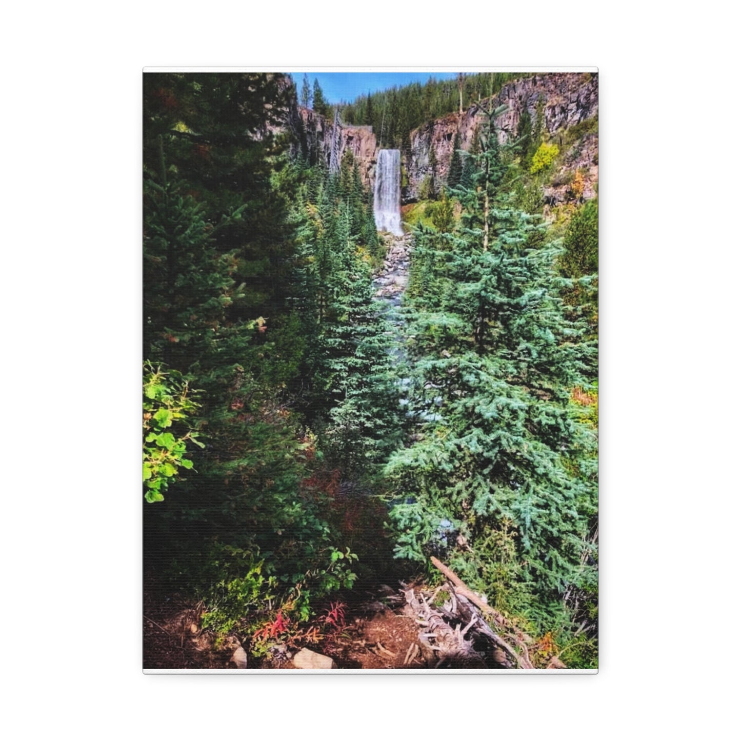 Bend Oregon Serene Nature Stretched Canvas - Tranquil Forest Waterfall Wall Art