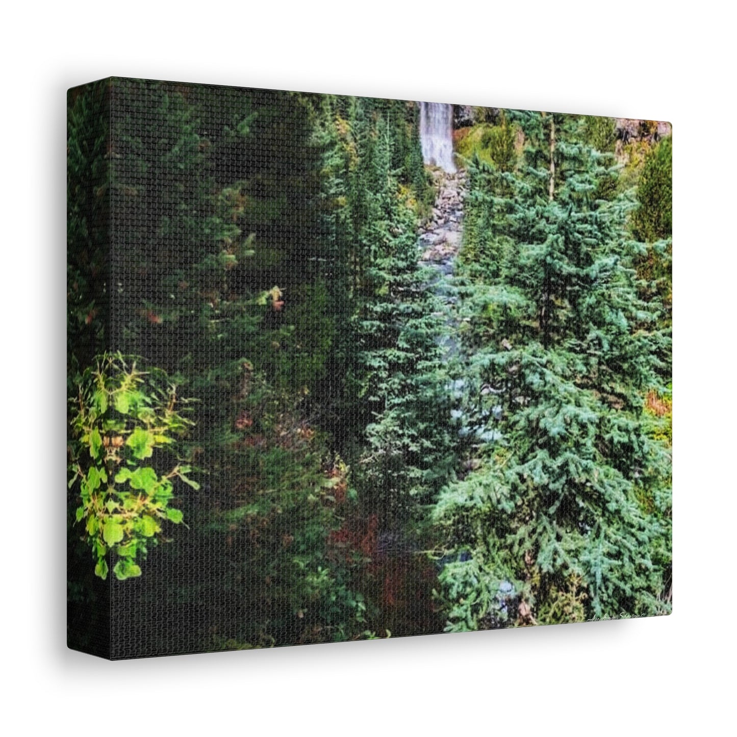 Bend Oregon Serene Nature Stretched Canvas - Tranquil Forest Waterfall Wall Art