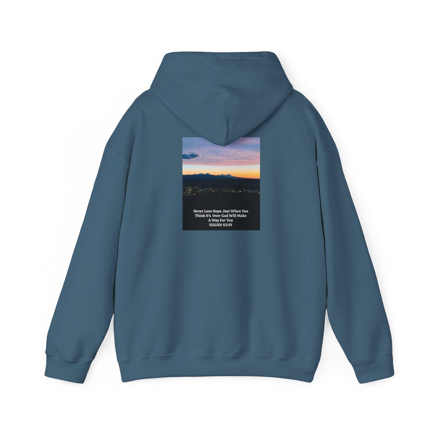 Pilot Butte Mountain Range Sunset in Bend Oregon Inspirational Quote Hooded Sweatshirt - Cozy Unisex Heavy Blend™by Andrea Stevens
