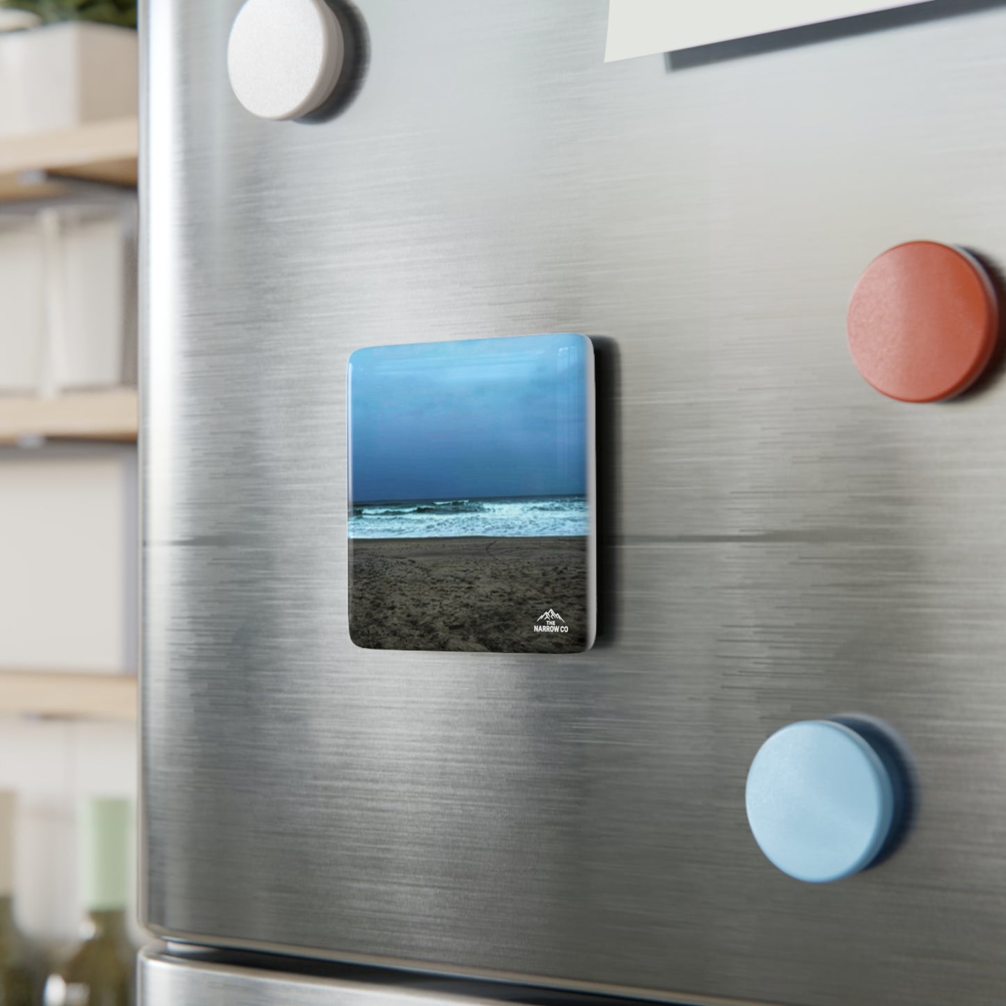Neskowin Oregon Coastal Beach Vibes Porcelain Magnet - Square Ocean Scene by Andrea Stevens