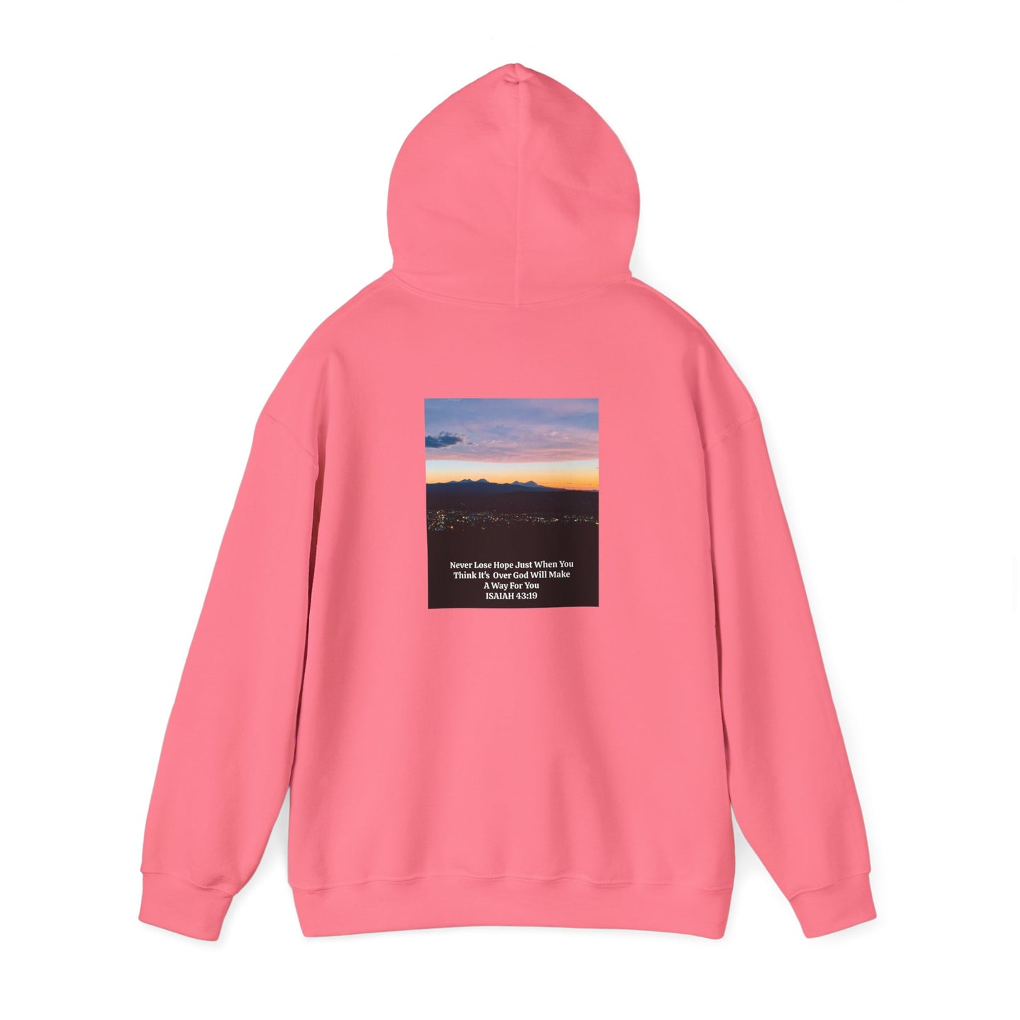 Pilot Butte Mountain Range Sunset in Bend Oregon Inspirational Quote Hooded Sweatshirt - Cozy Unisex Heavy Blend™by Andrea Stevens