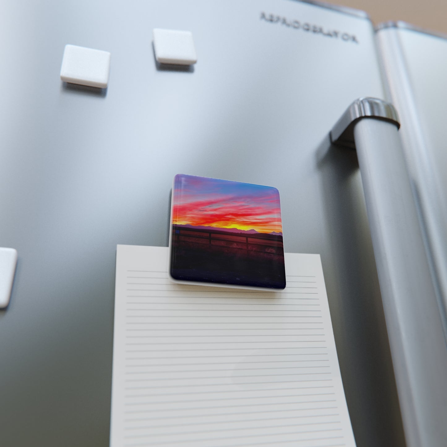 Bend Oregon Vibrant Sunset Porcelain Magnet - Square Design for Home Decor By Andrea Stevens