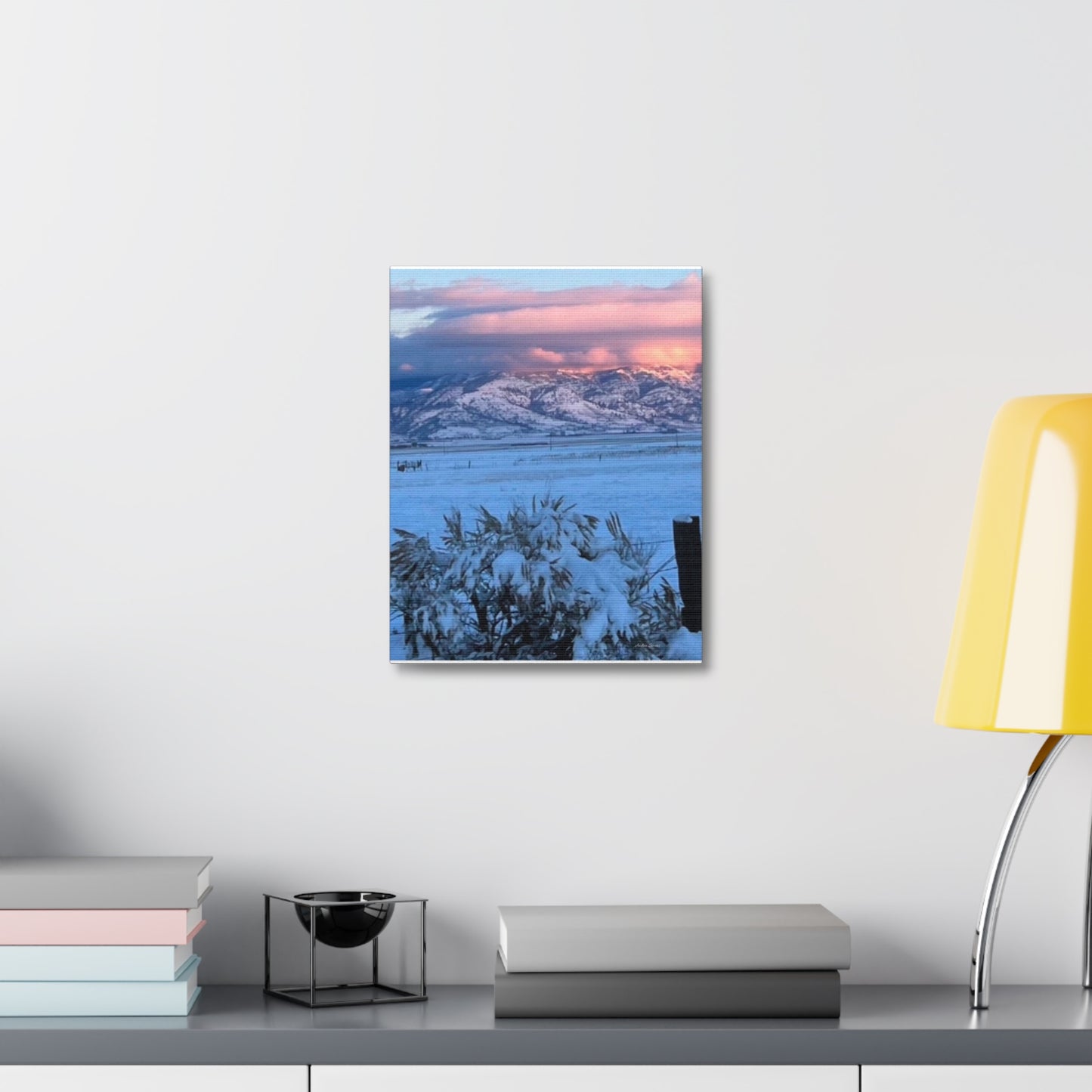 Lakeview Oregon Winter Landscape Stretched Canvas Art - Scenic Mountain Wall Decor by Andrea Stevens