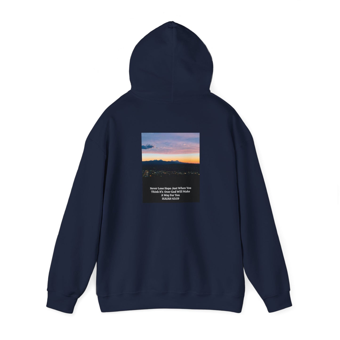 Pilot Butte Mountain Range Sunset in Bend Oregon Inspirational Quote Hooded Sweatshirt - Cozy Unisex Heavy Blend™by Andrea Stevens