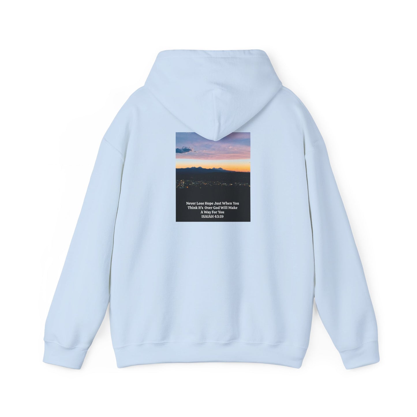 Pilot Butte Mountain Range Sunset in Bend Oregon Inspirational Quote Hooded Sweatshirt - Cozy Unisex Heavy Blend™by Andrea Stevens