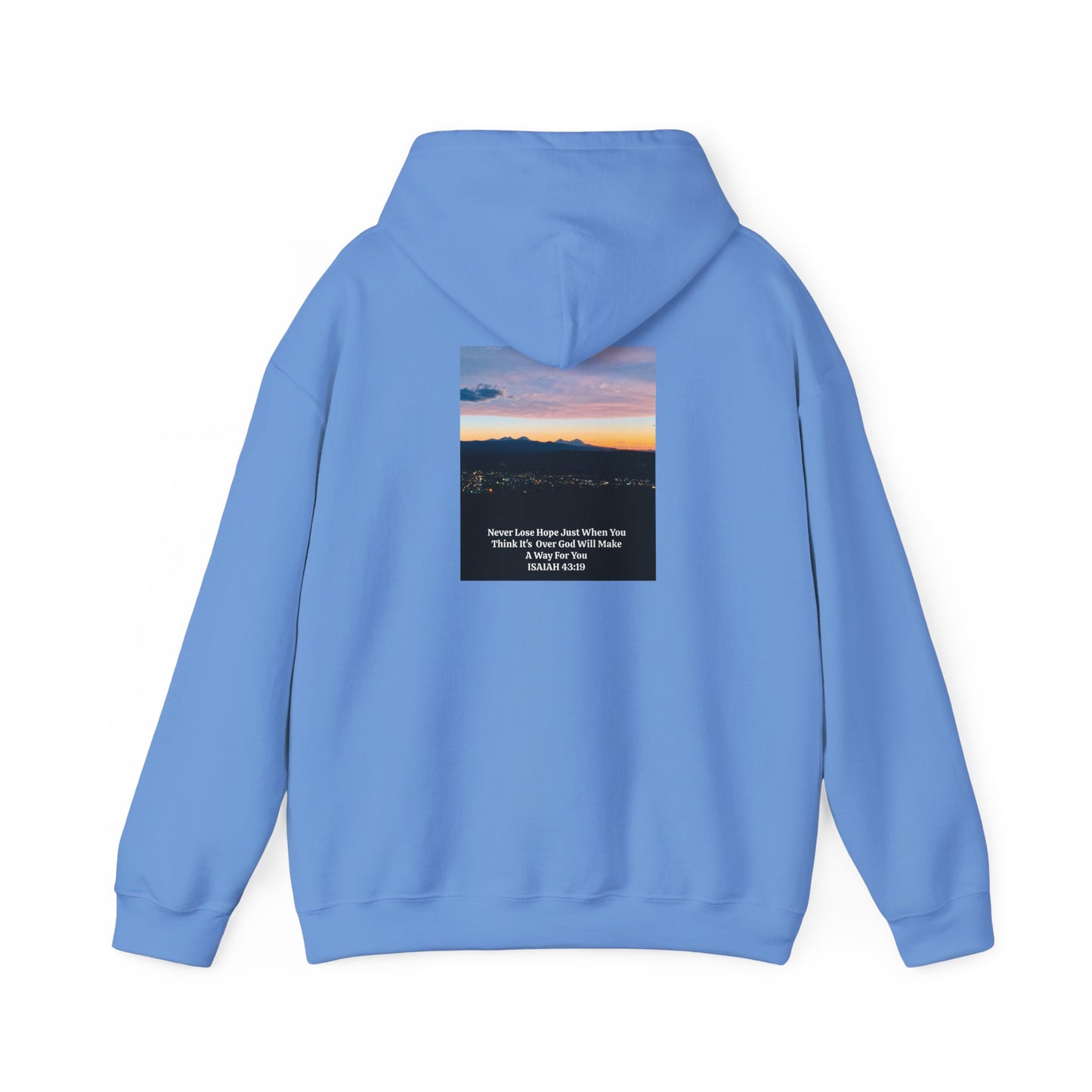 Pilot Butte Mountain Range Sunset in Bend Oregon Inspirational Quote Hooded Sweatshirt - Cozy Unisex Heavy Blend™by Andrea Stevens