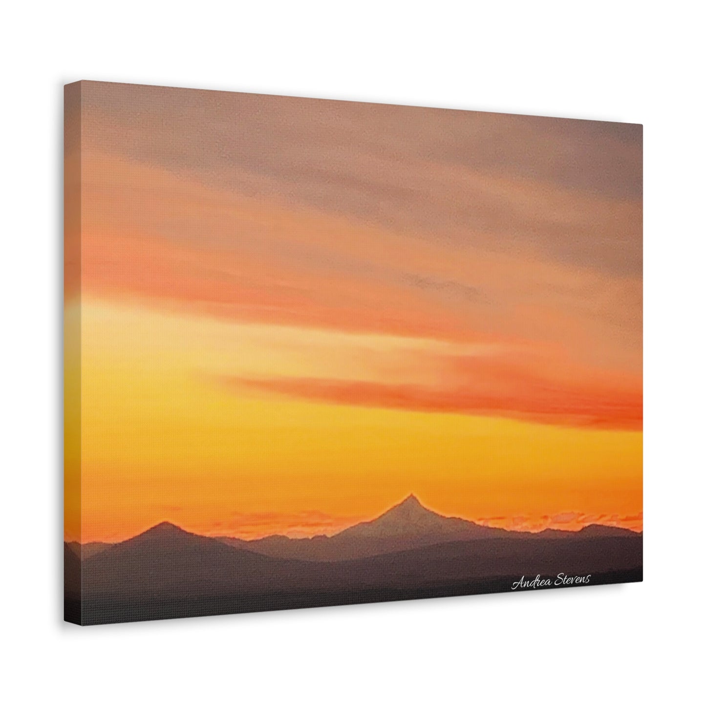 Bend Oregon Stretched Canvas Wall Art - Serene Mountain Sunset Decor