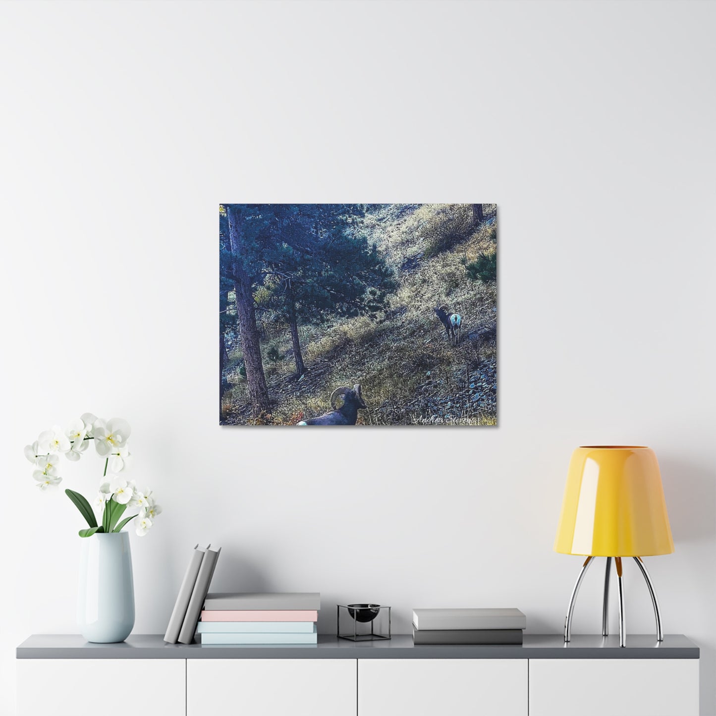 Colorado Nature-Inspired Stretched Canvas Art featuring Majestic Rams by Andrea Stevens